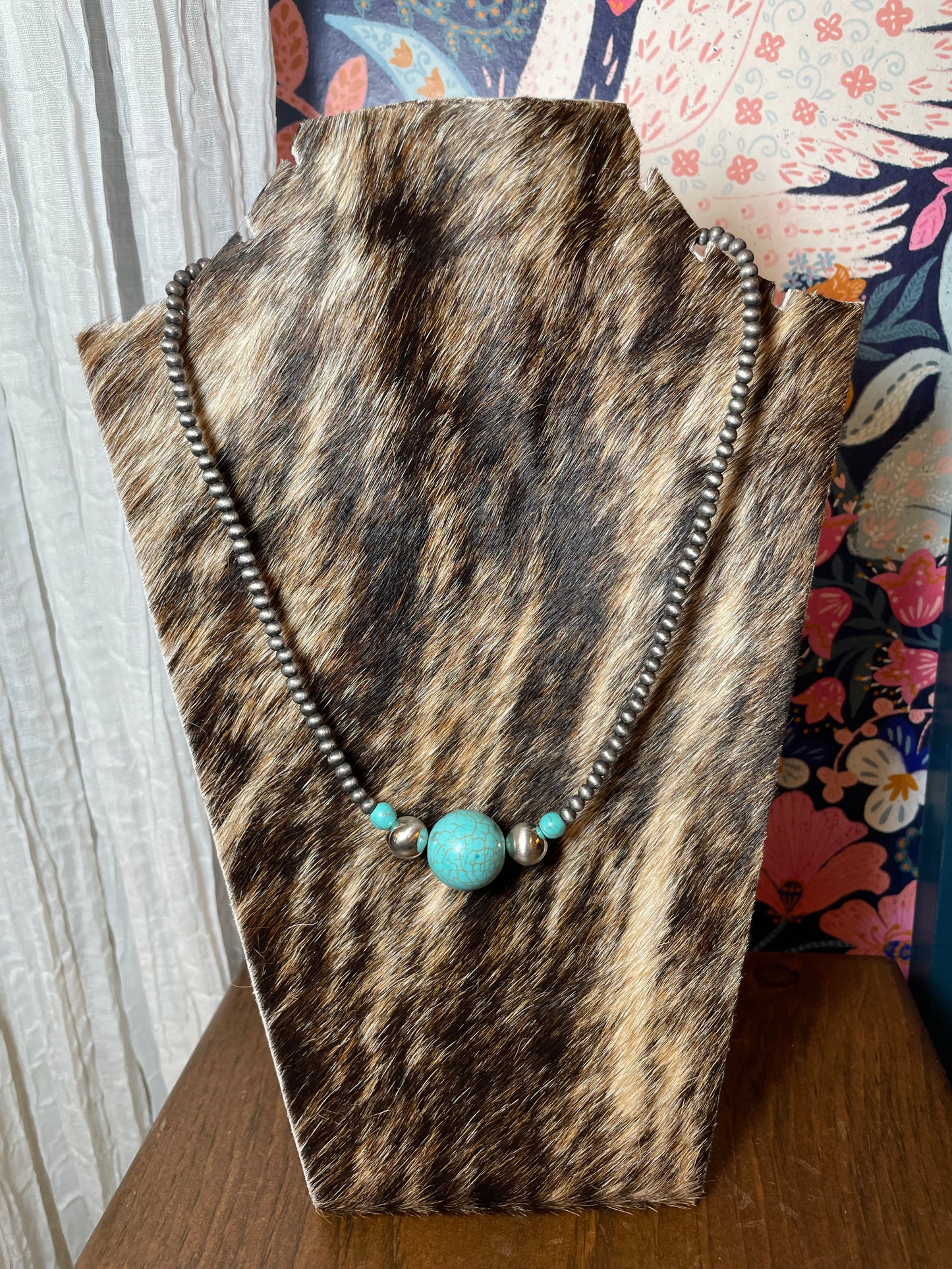 Navajo Pearl & Turquoise Ball Necklace