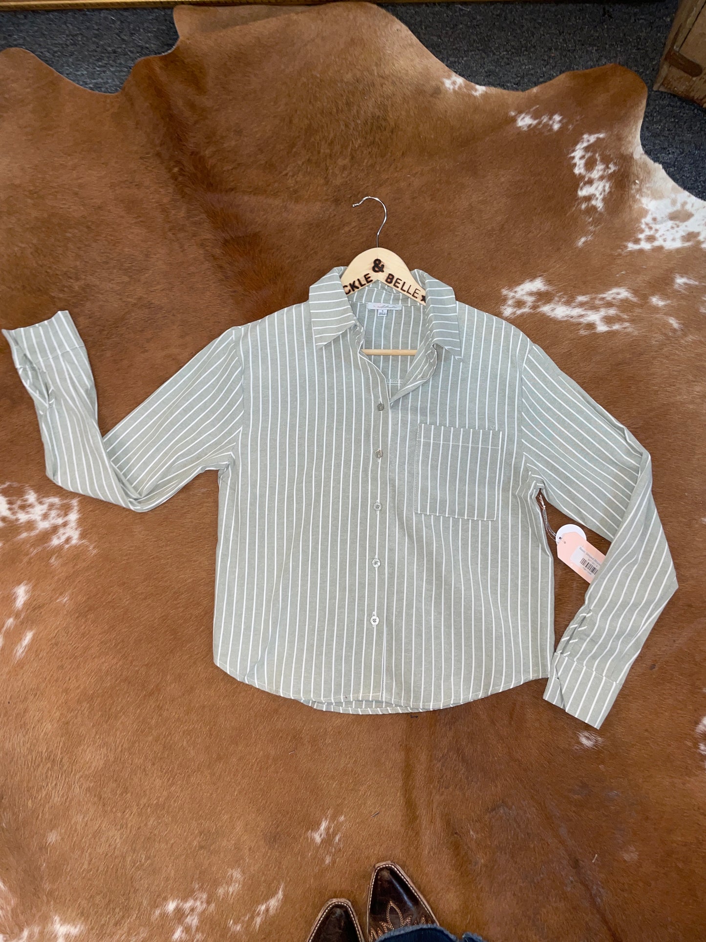 Basic Striped Blouse // Olive