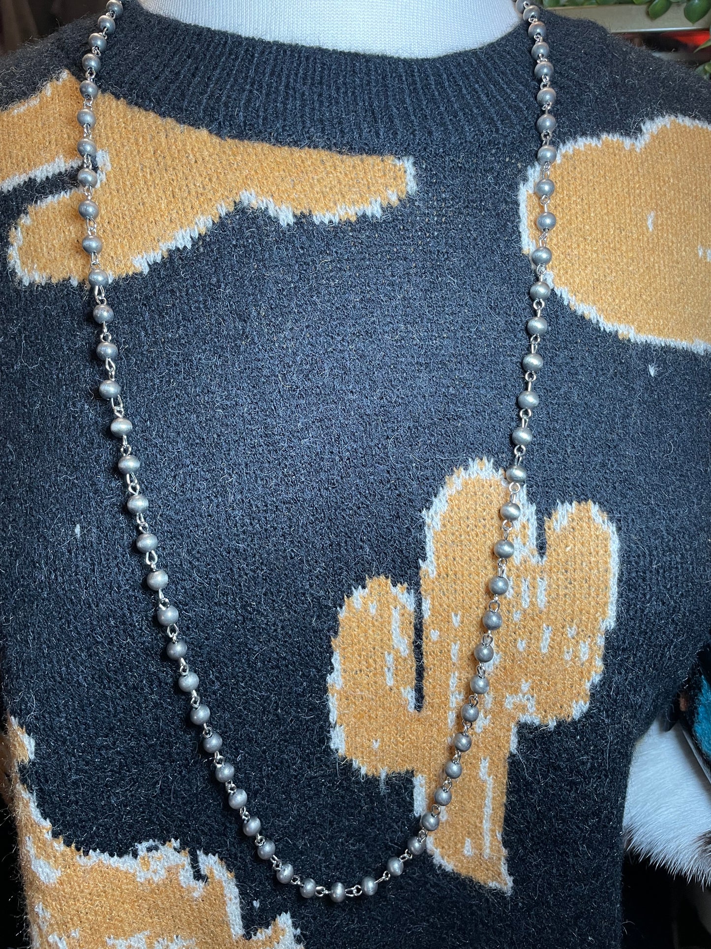 Extra Long Chain Link Navajo Pearl Necklace