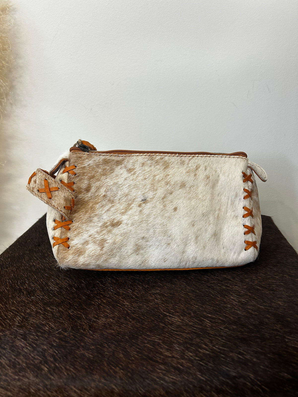 Small Cowhide Cosmetic Bag // Brown