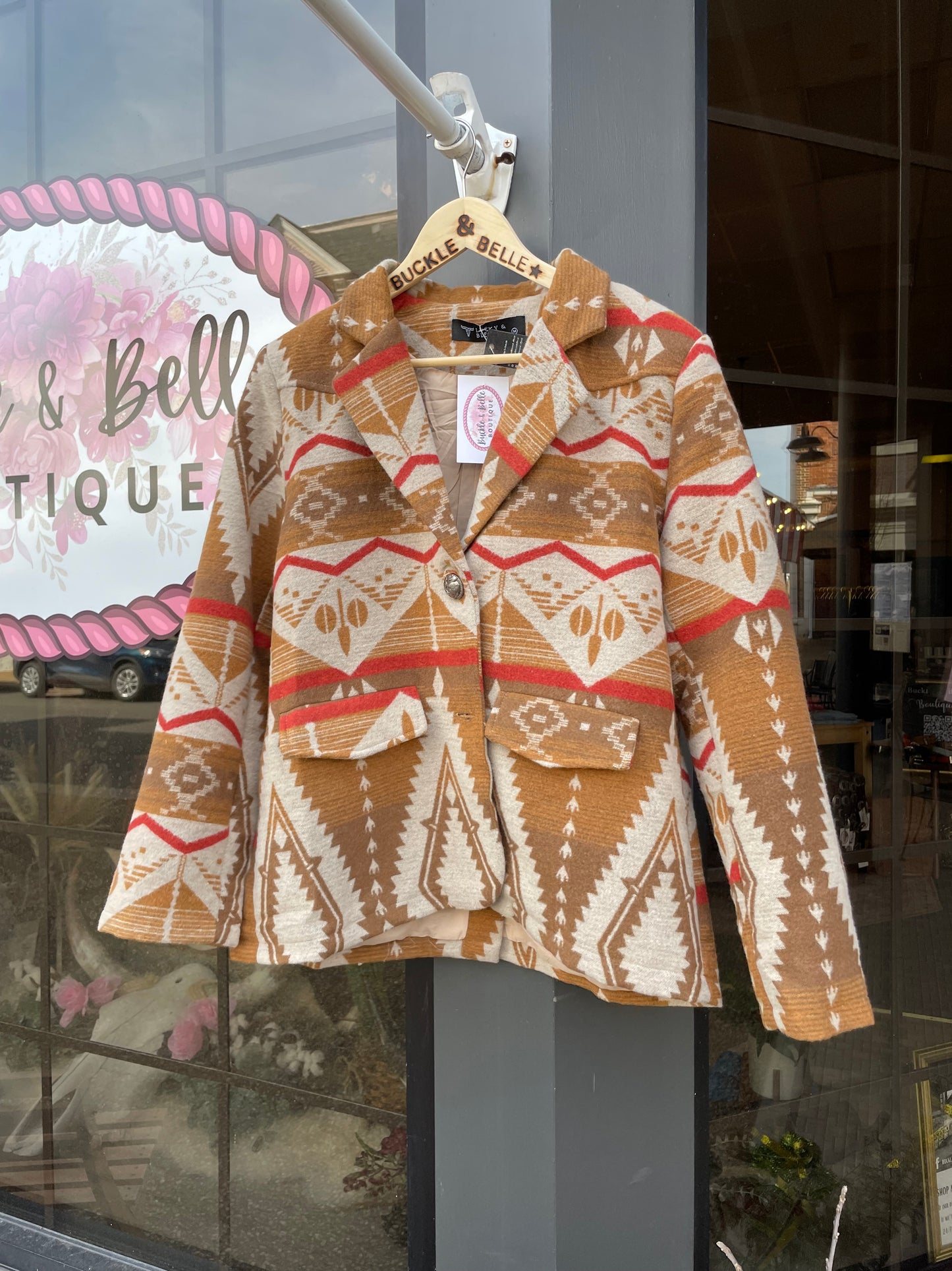 Aztec Button Blazer