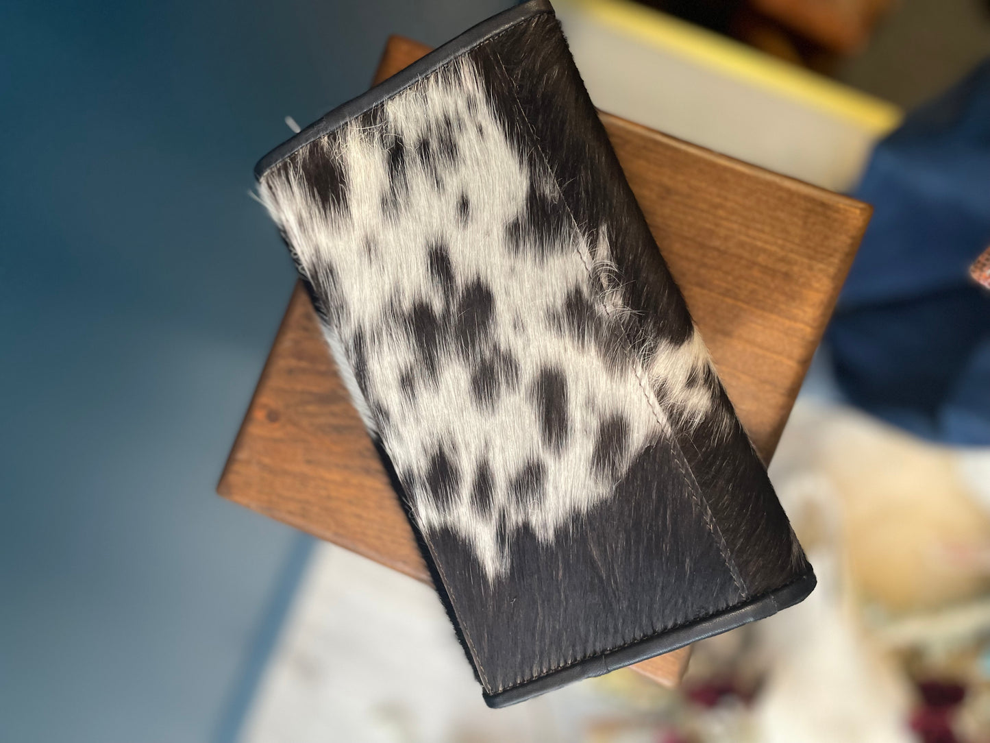 Jumbo Cowhide & Tooled Leather Clutch