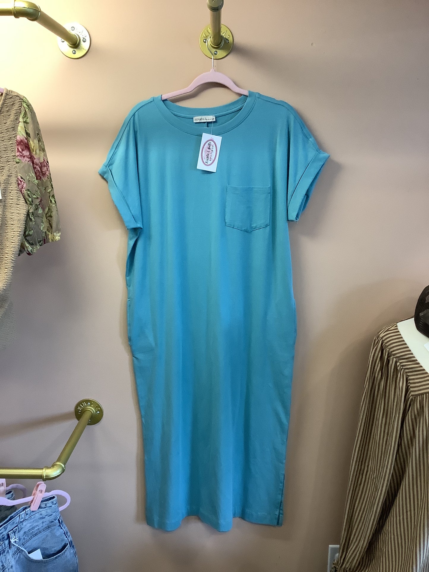 Basic T-Shirt Dress // Dusty Teal