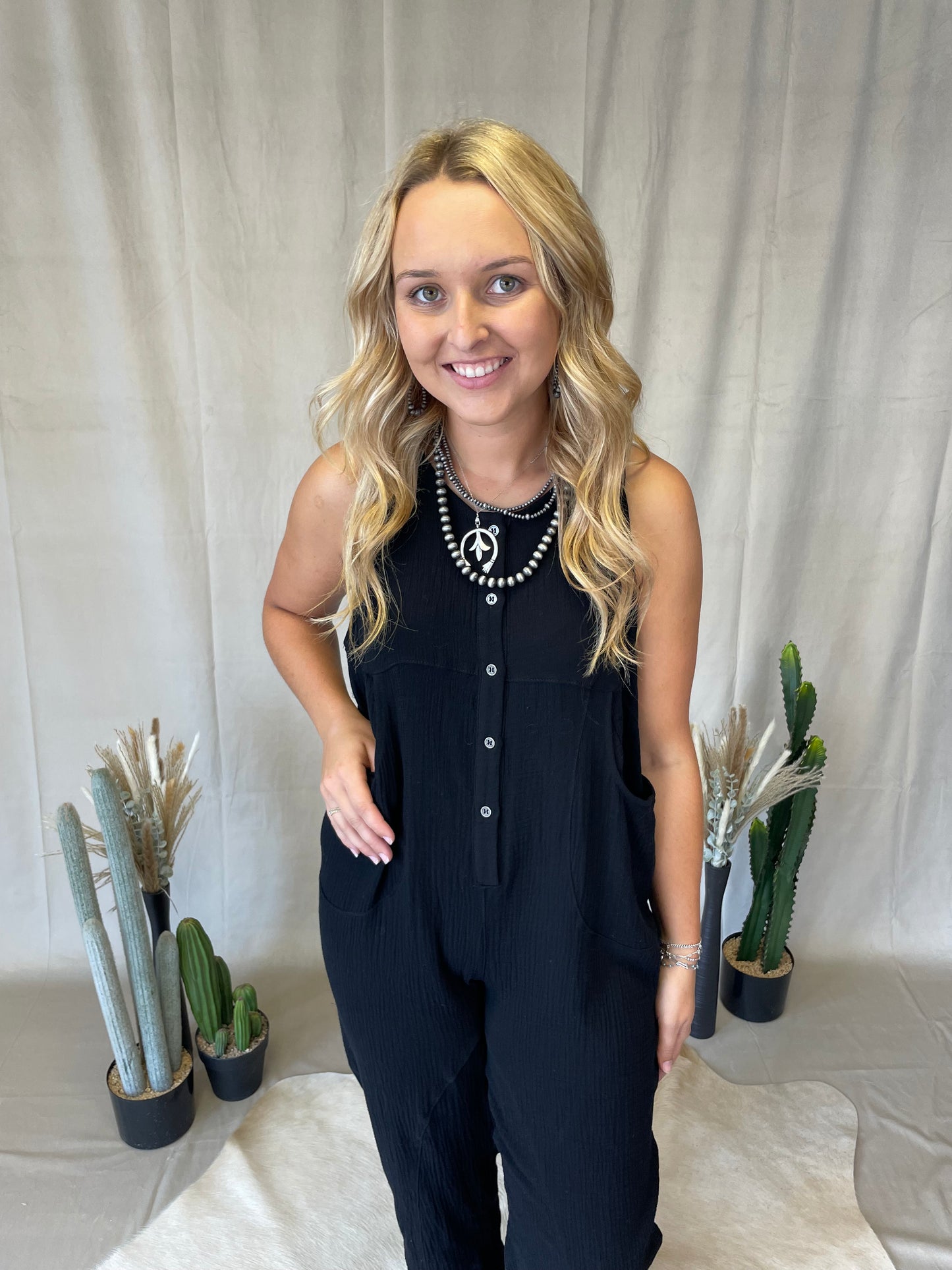 Trixie Gauze Jumpsuit w/ Buttons