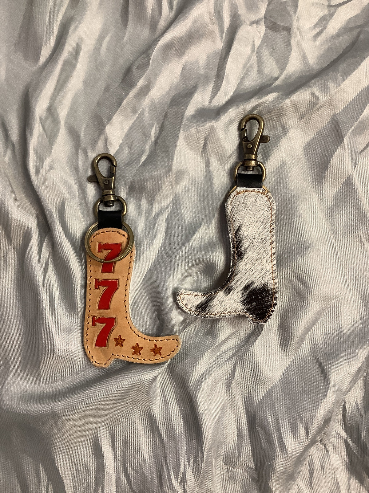 Lucky No. 7 Cowhide Keychain