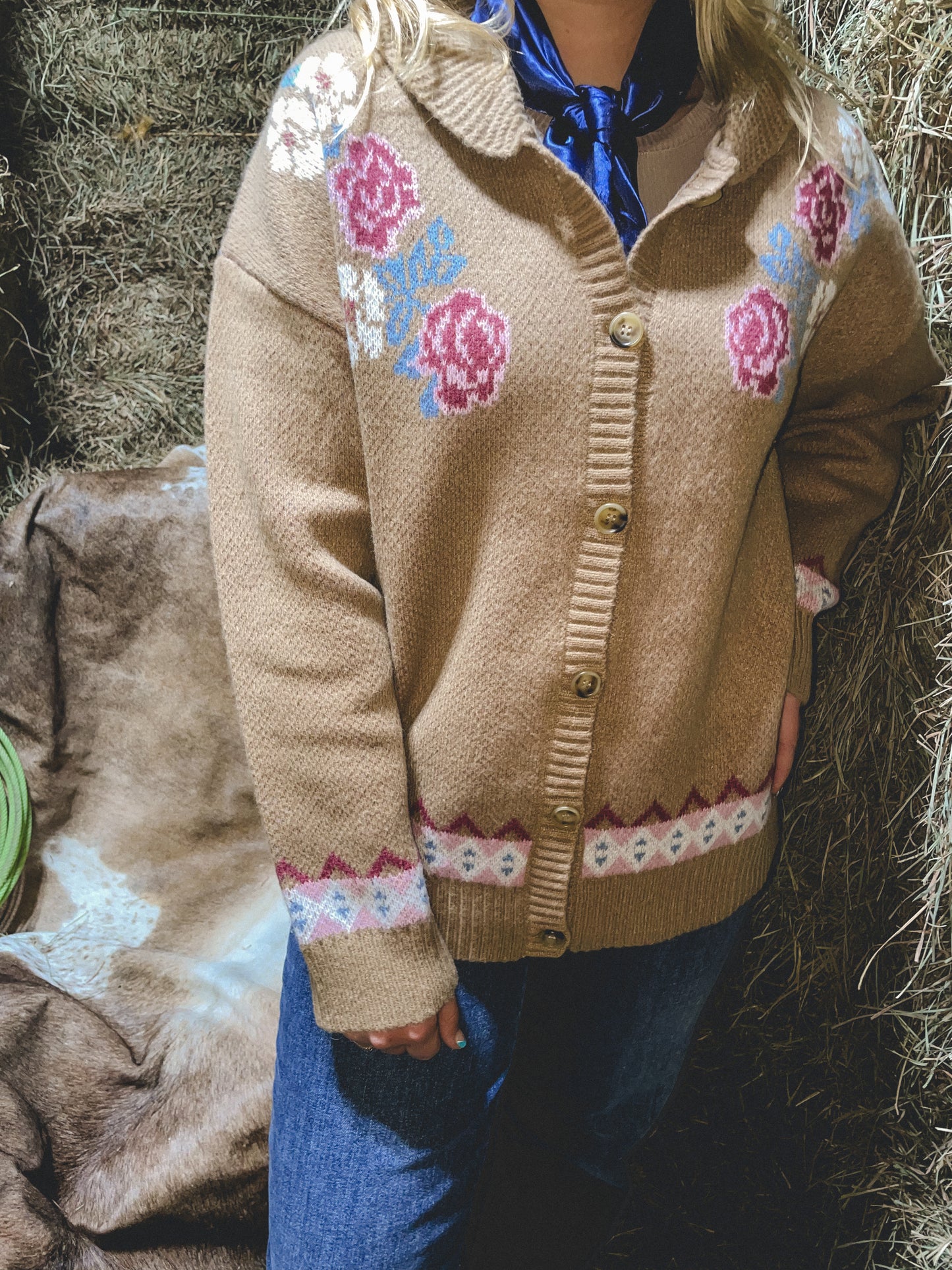 Floral Longhorn Cardigan Sweater