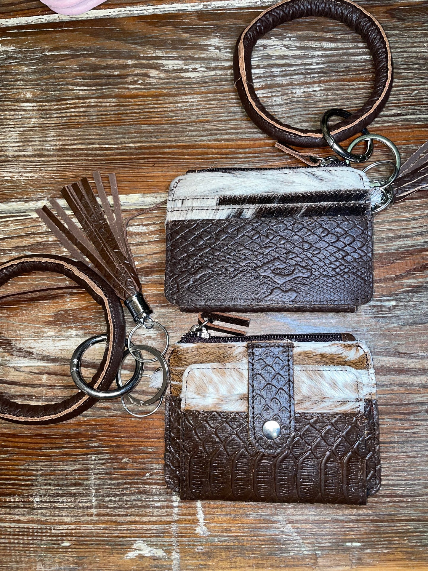 Exotic Leather & Cowhide Wristlet Wallet