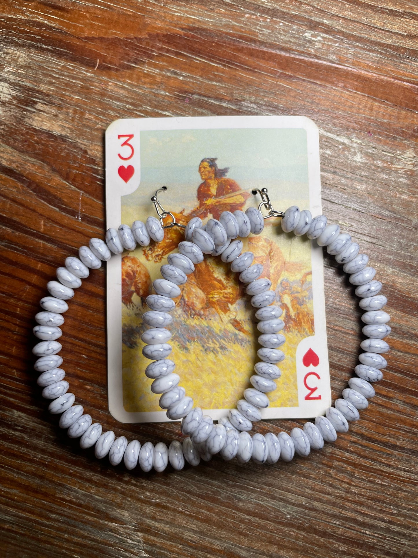 White Buffalo Beaded Hoop Earrings