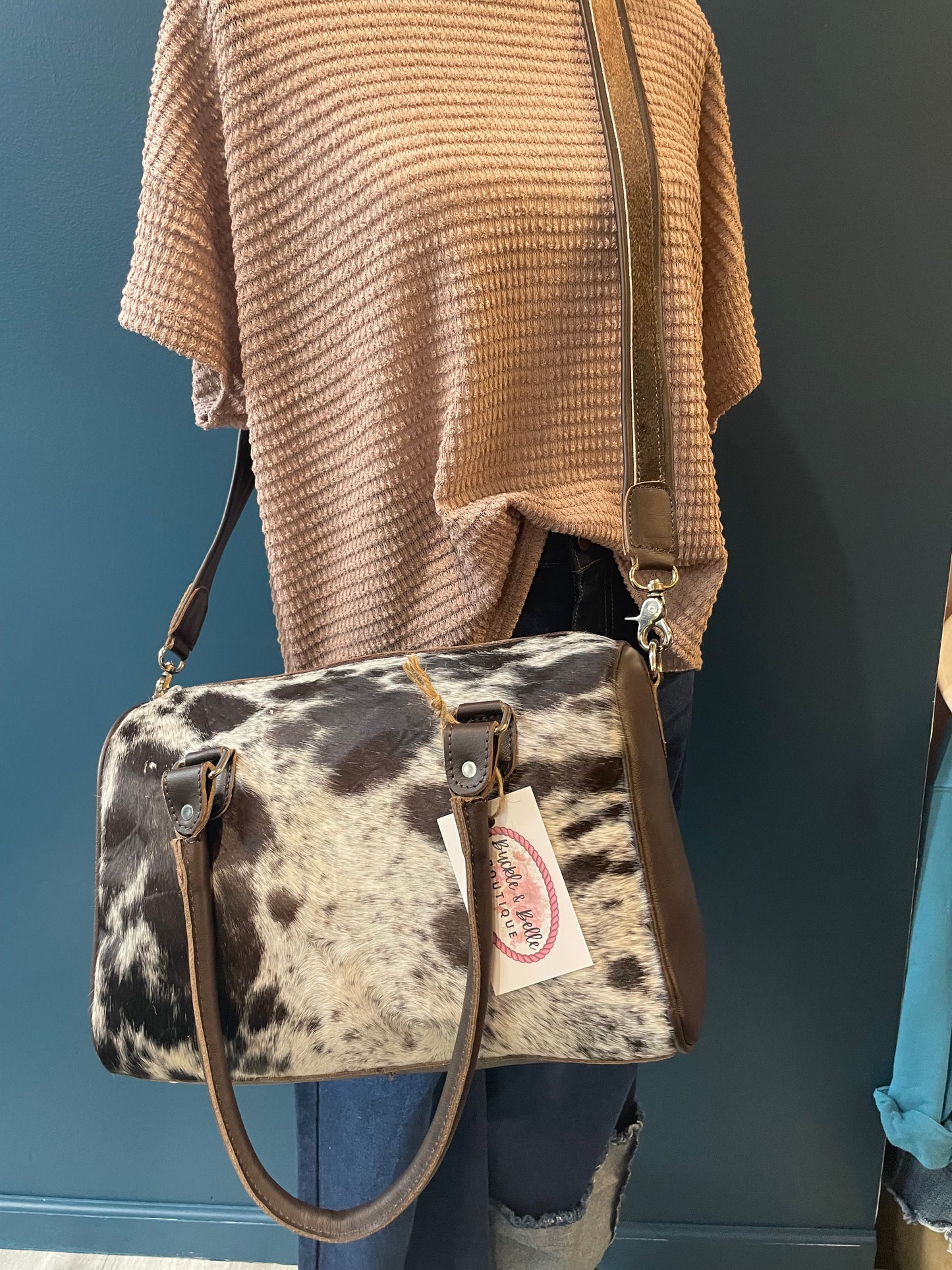 Genuine Cowhide Speedy Bag in Chocolate