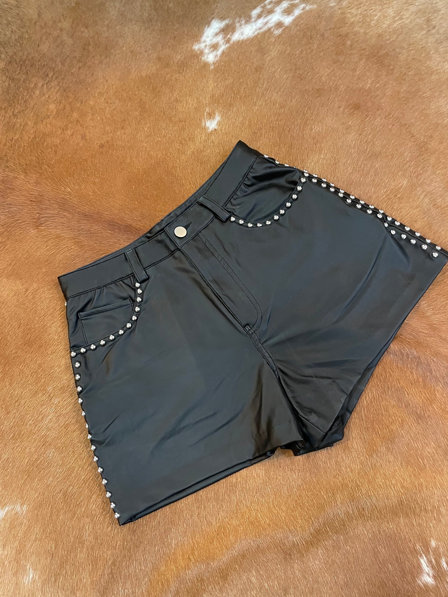 Studded Faux Leather Shorts
