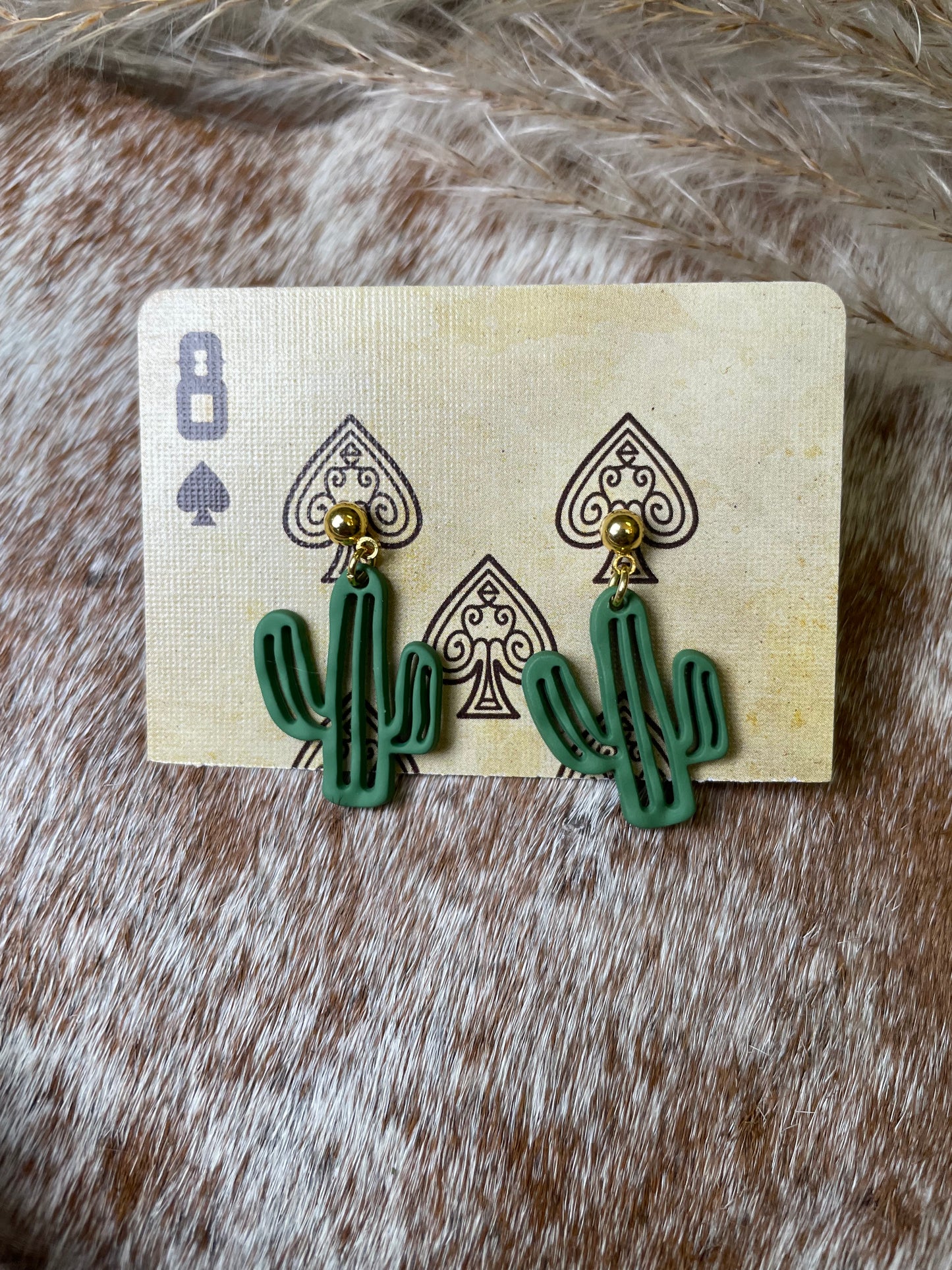 Handmade Clay Dainty Cactus Earrings