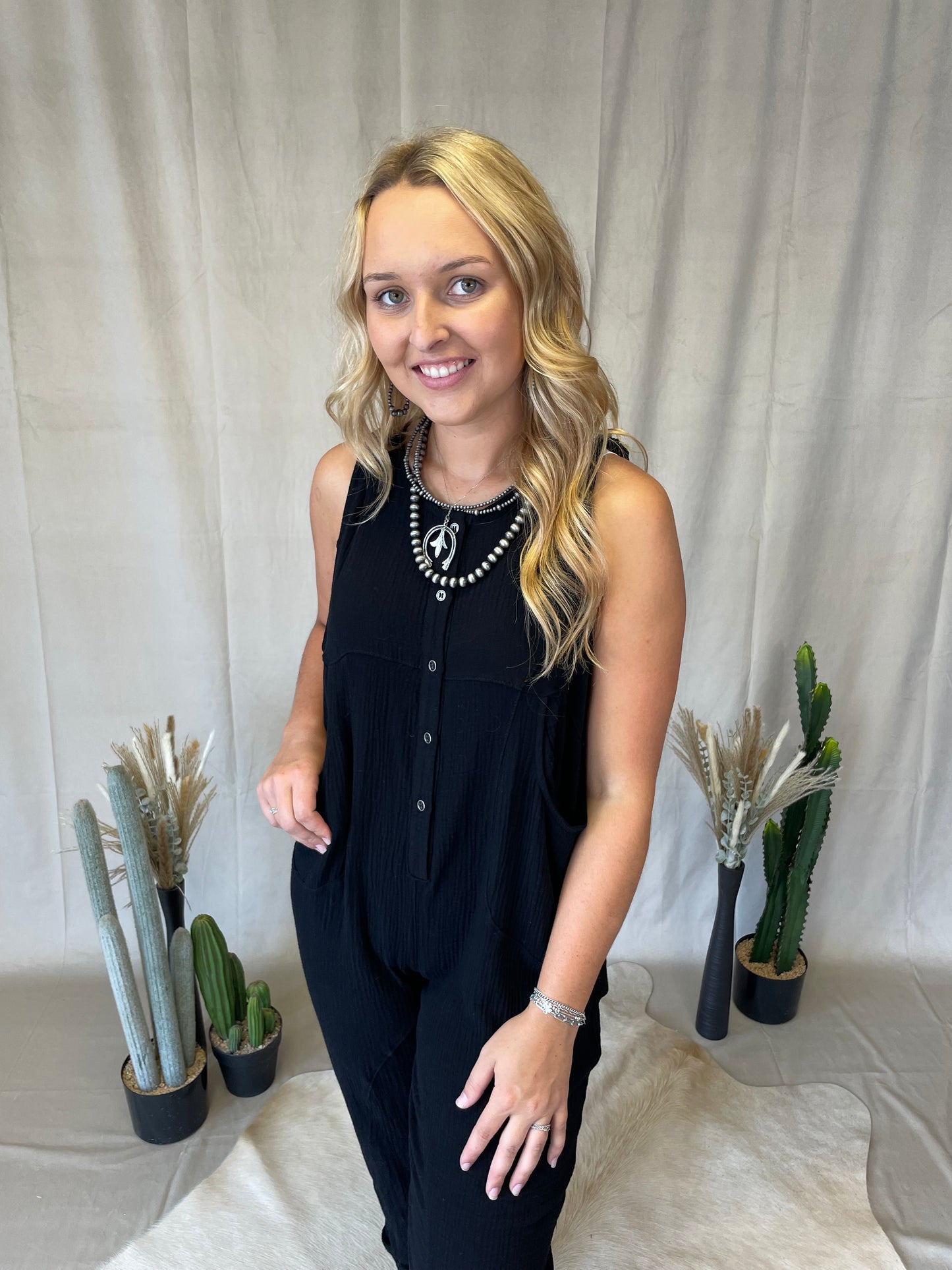 Trixie Gauze Jumpsuit w/ Buttons