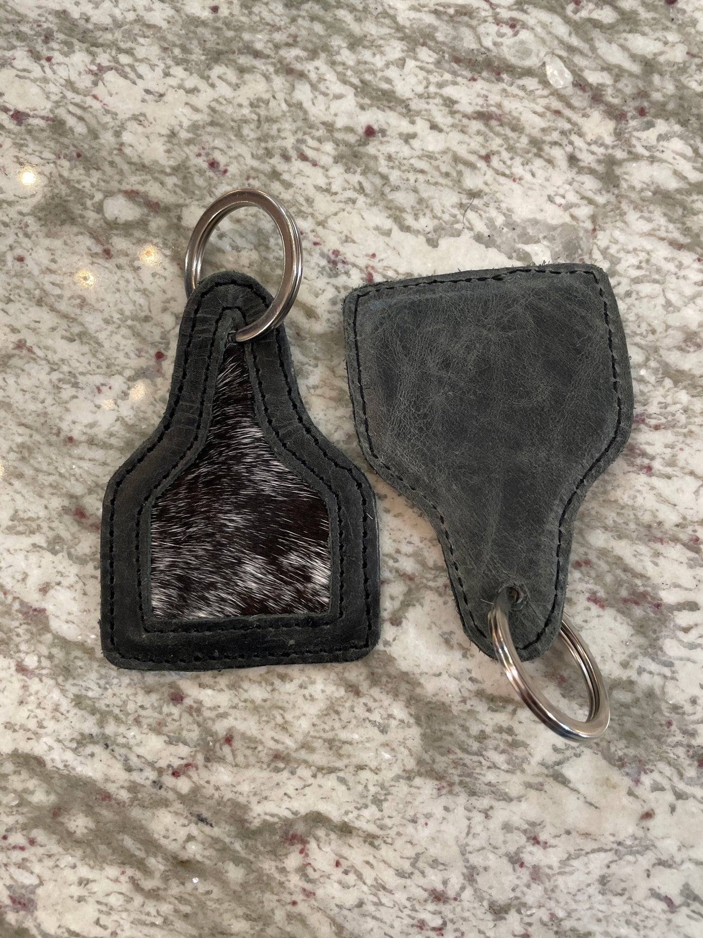 Ear Tag Keychain // Leather Trim