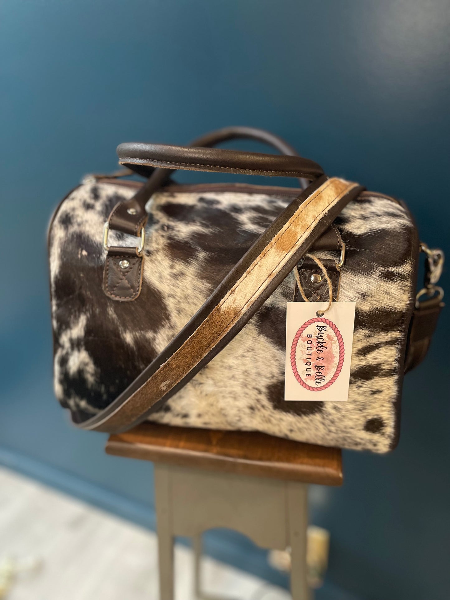 Genuine Cowhide Speedy Bag in Chocolate