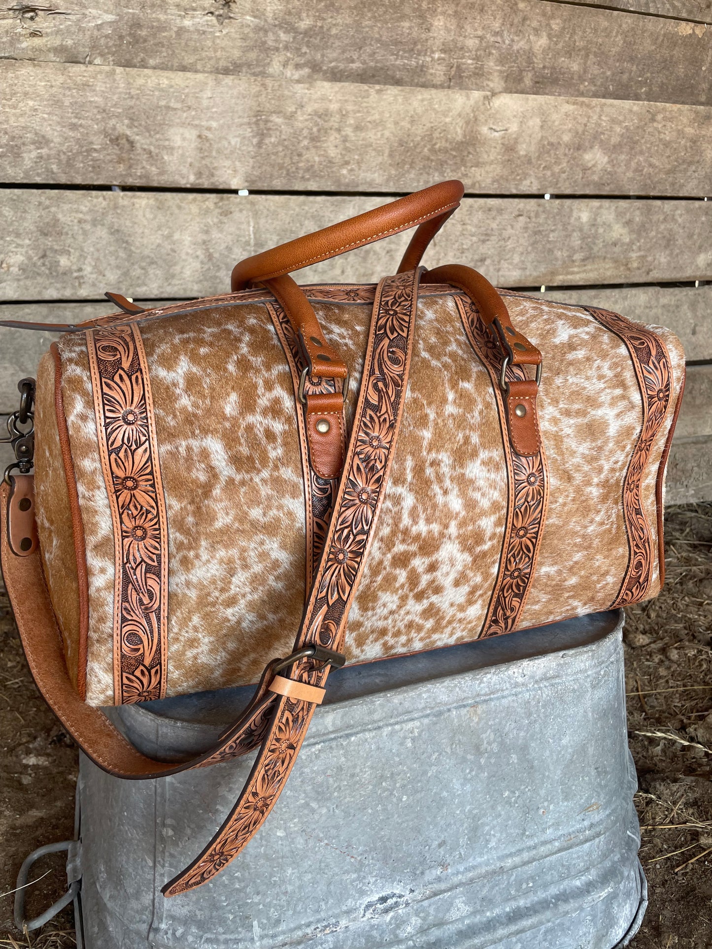 Wildflower Genuine Cowhide Mini Duffle