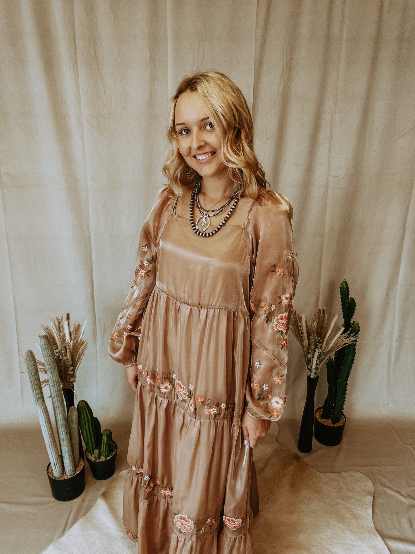 Cinderella Cowgirl Champagne Embroidered Dress