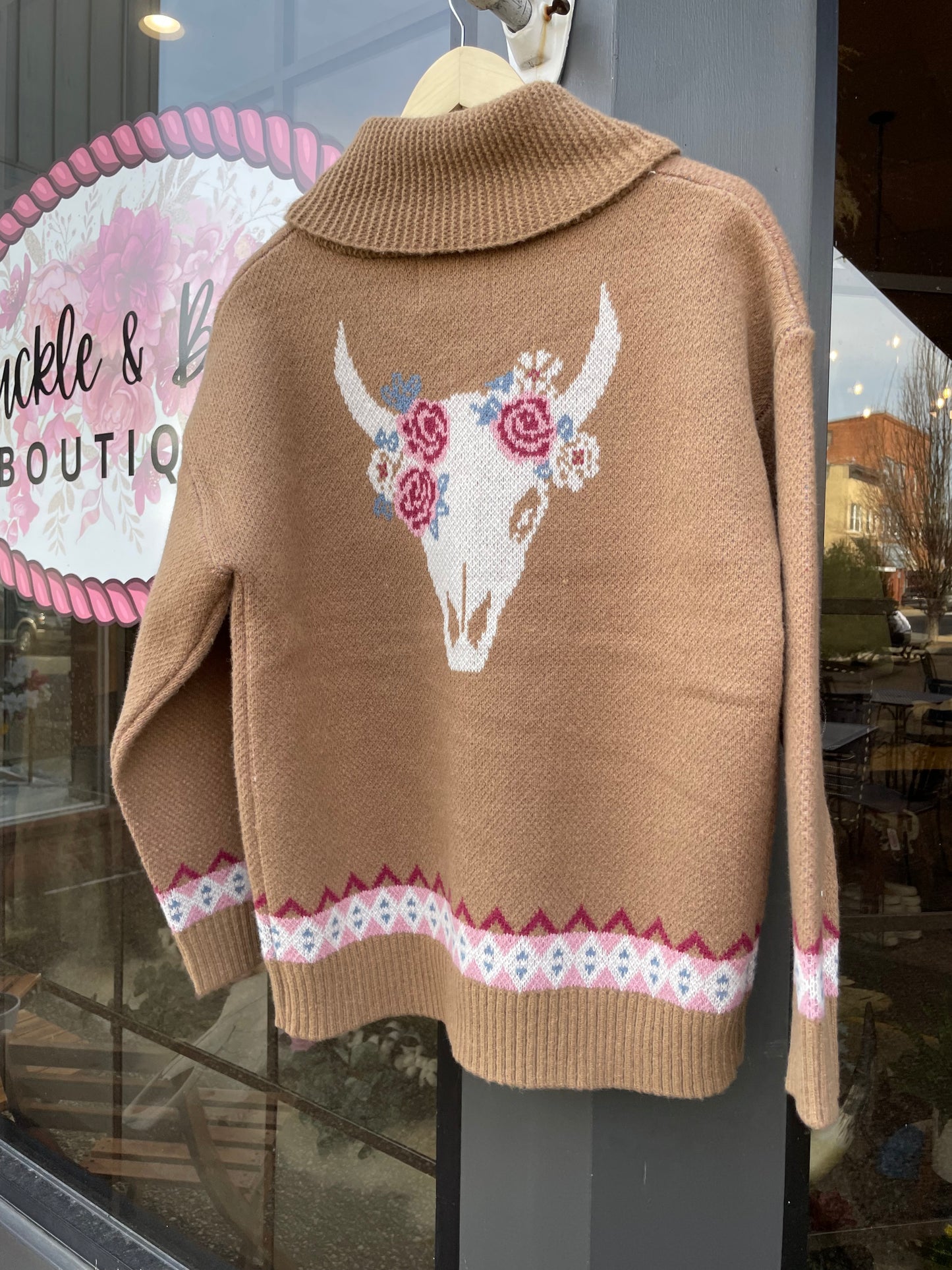 Floral Longhorn Cardigan Sweater