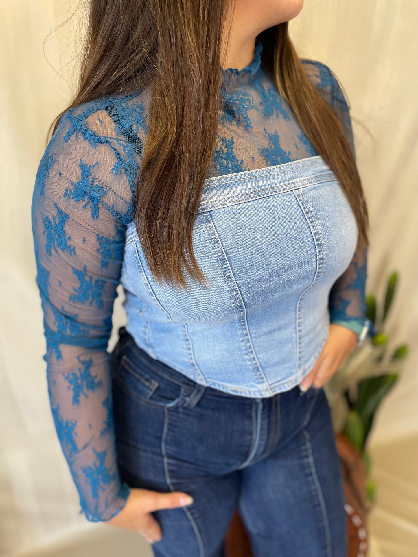 Cowgirl Core Lace Top // Turquoise