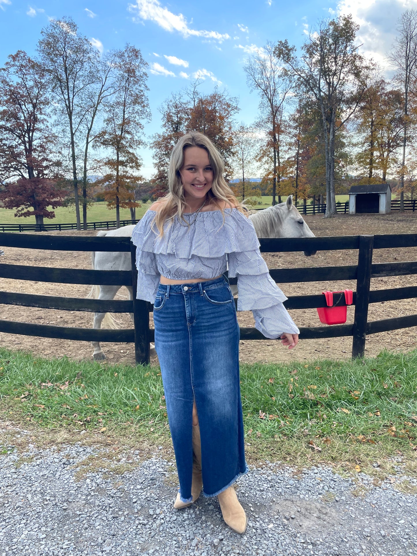 Risen Denim Maxi Skirt