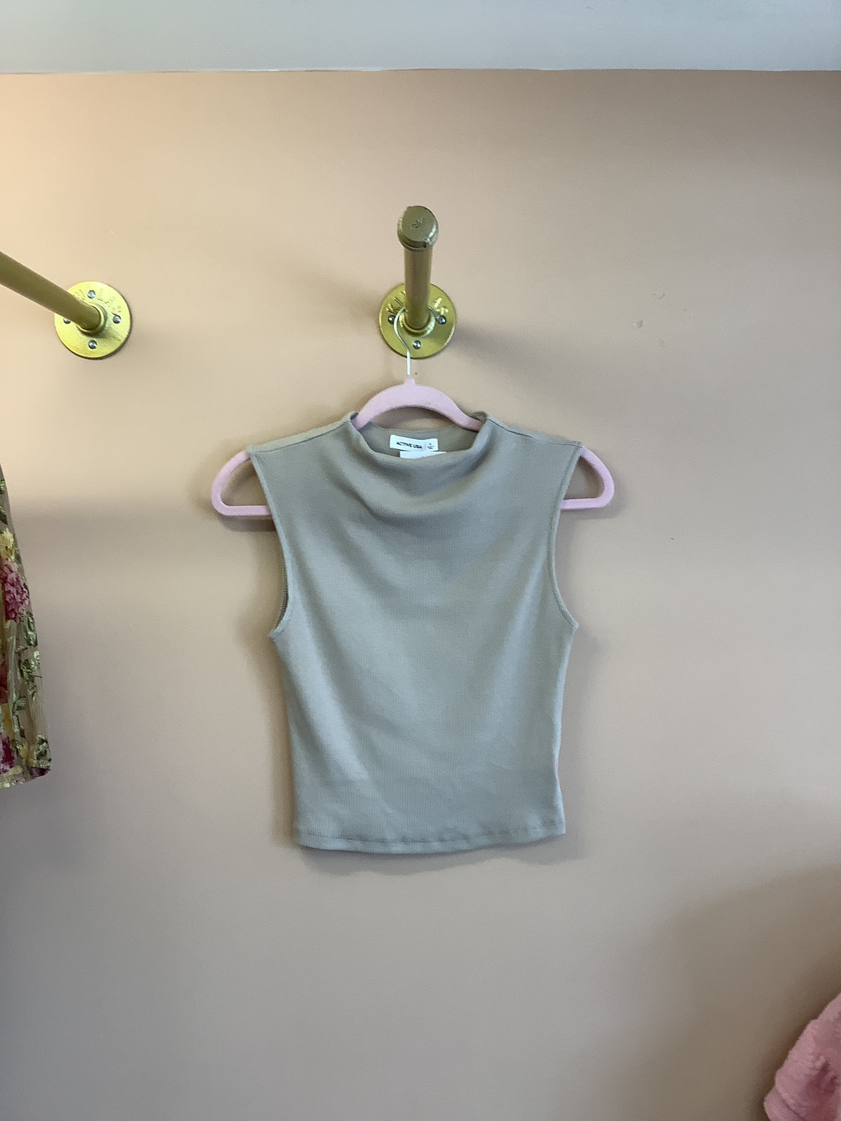 Basic Mock Neck Tank Top // Taupe