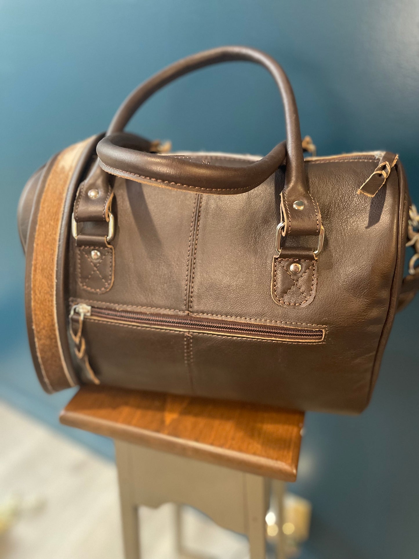 Genuine Cowhide Speedy Bag in Chocolate