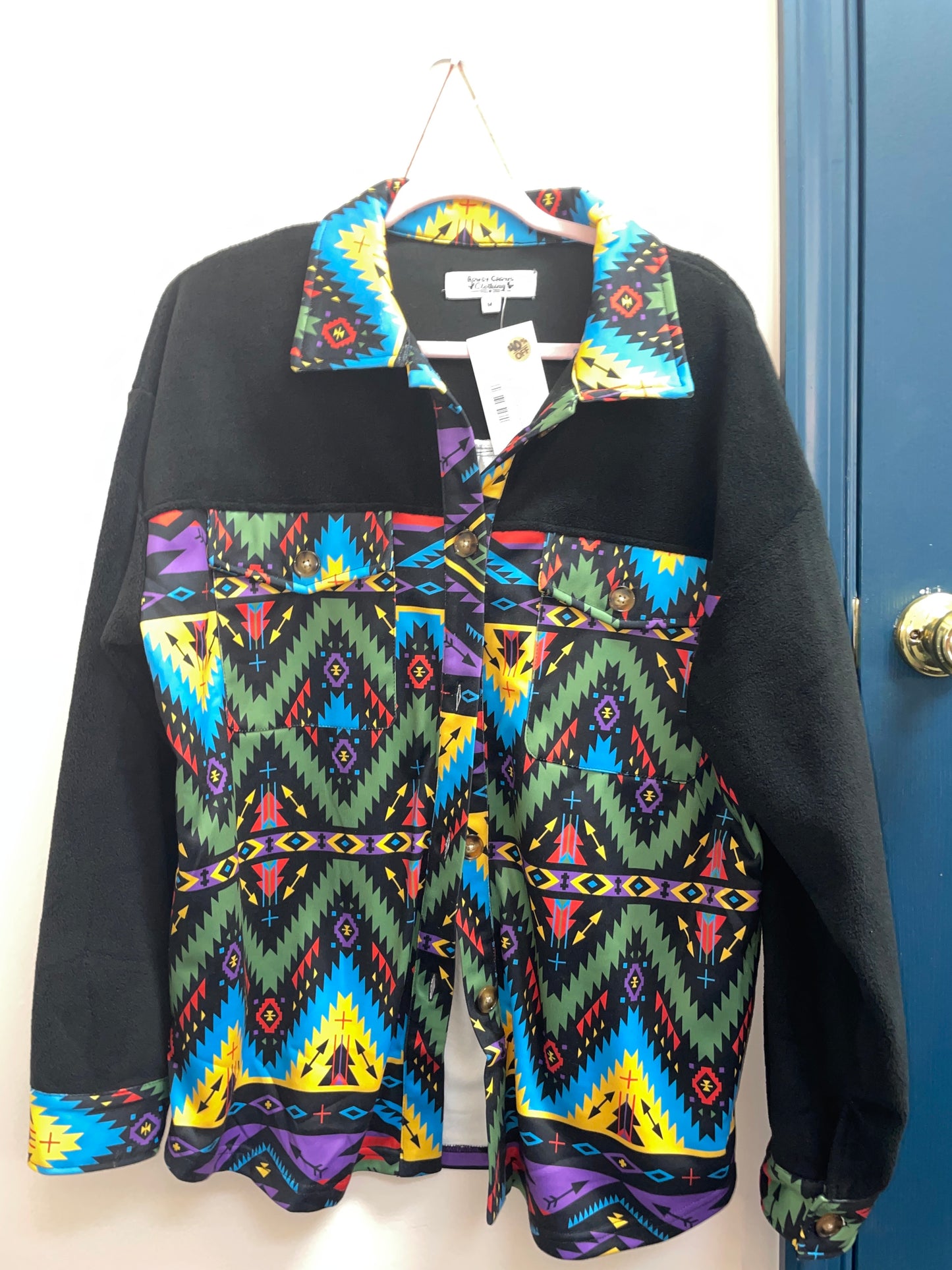Retro Color Block Aztec Shacket