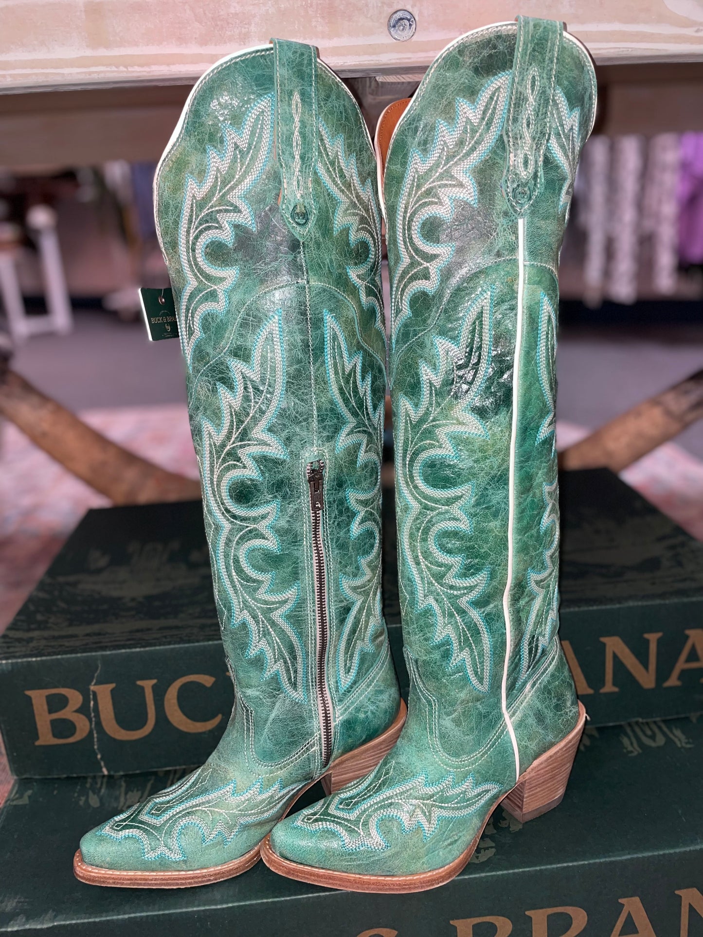 Julia Knee High Boot in Turquoise