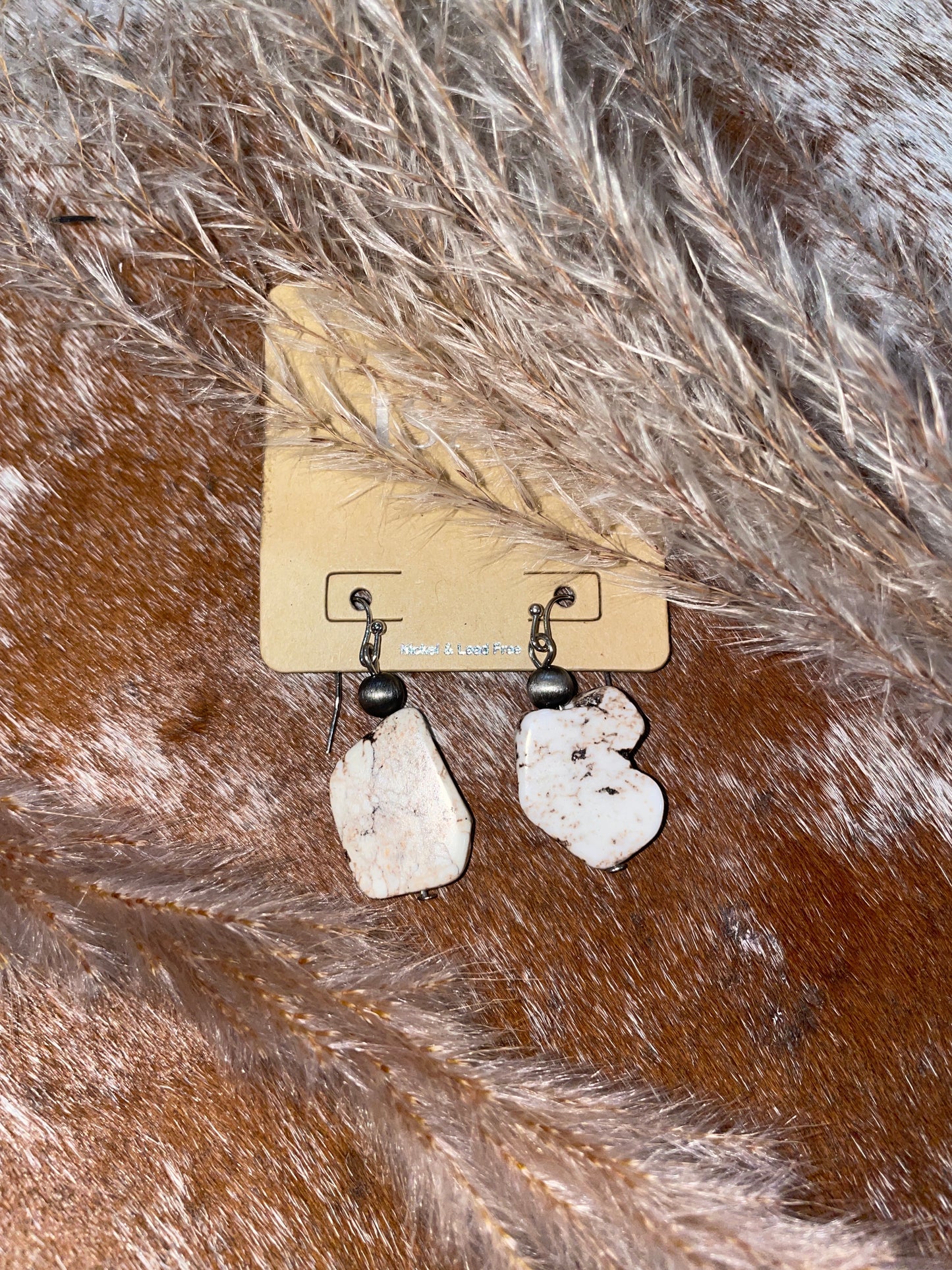 White Buffalo Slab Earrings