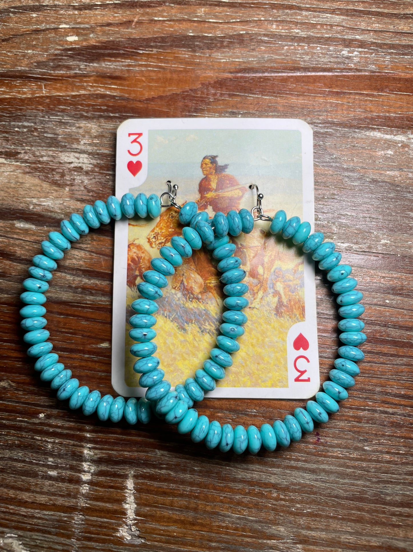 Turquoise Beaded Hoop Earrings