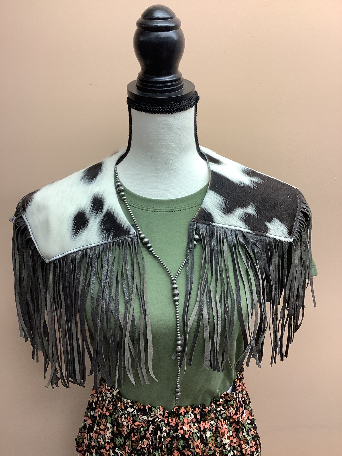 Genuine Cowhide Fringe Statement Cape // Chocolate