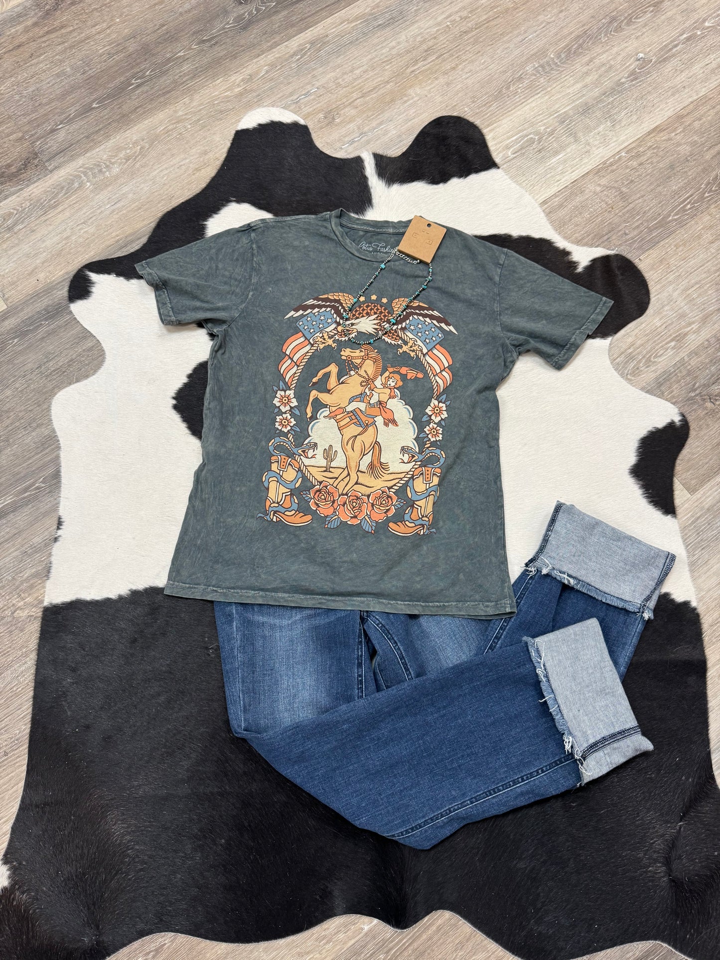 Cowgirl Tattoo Mineral Wash Graphic Tee