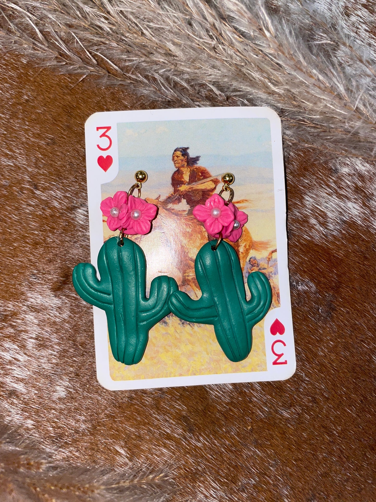 Handmade Clay Cactus Earrings