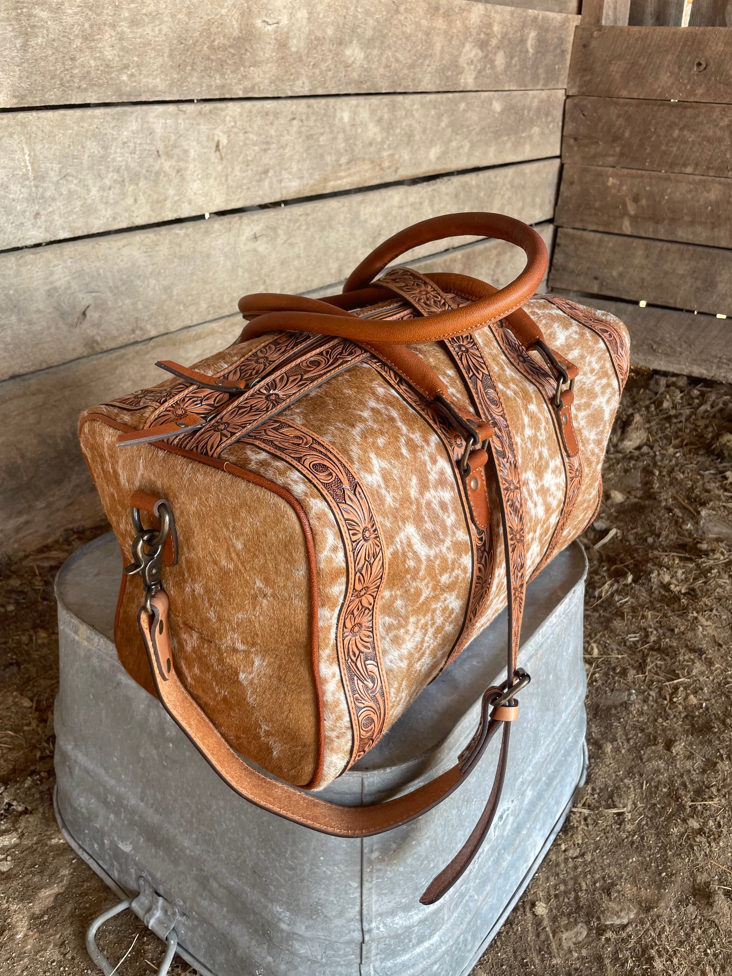 Wildflower Genuine Cowhide Mini Duffle