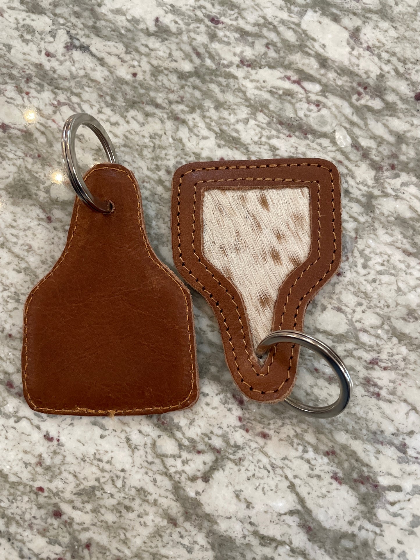 Ear Tag Keychain // Leather Trim