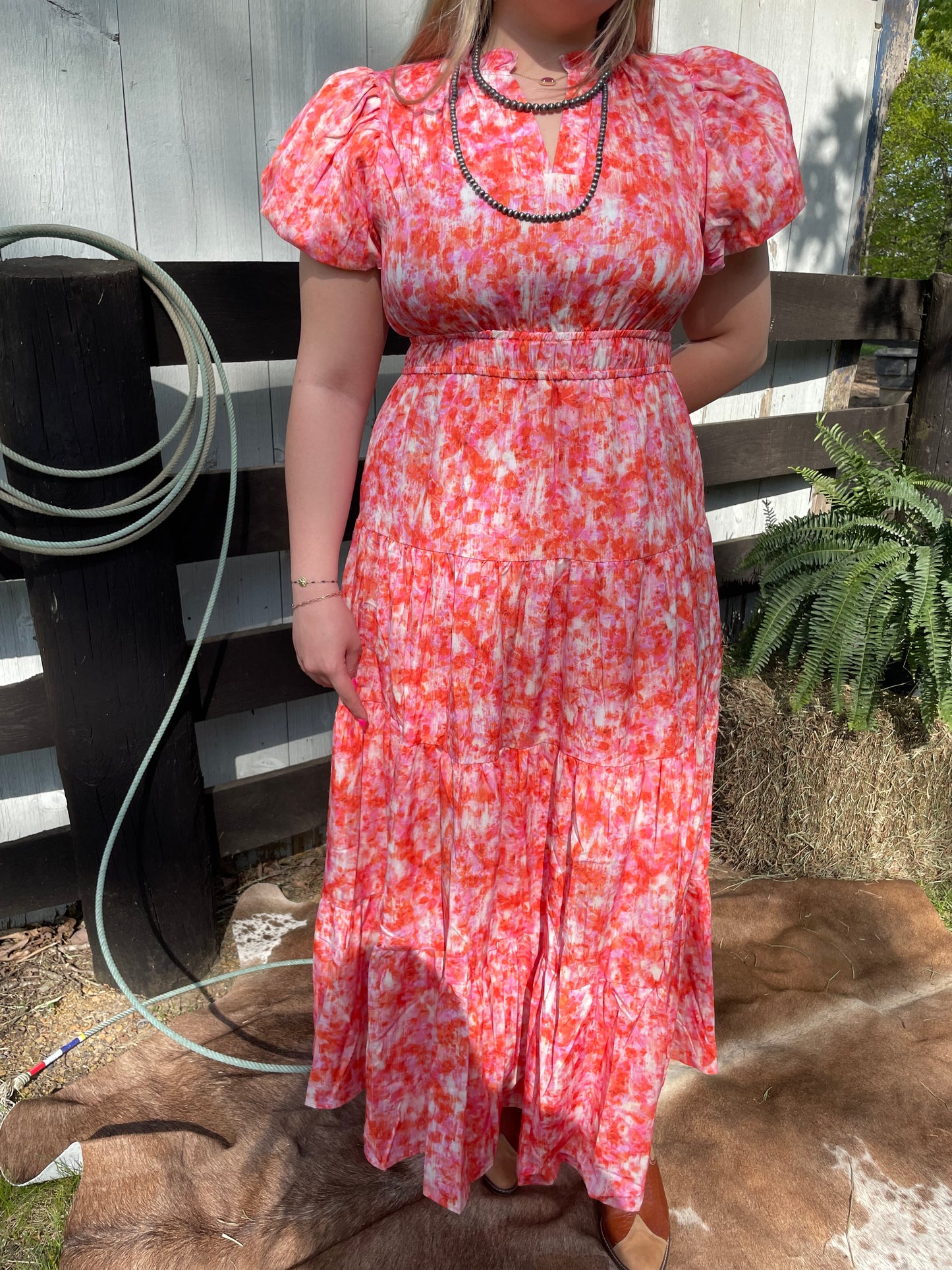 Peachy Princess Midi Dress