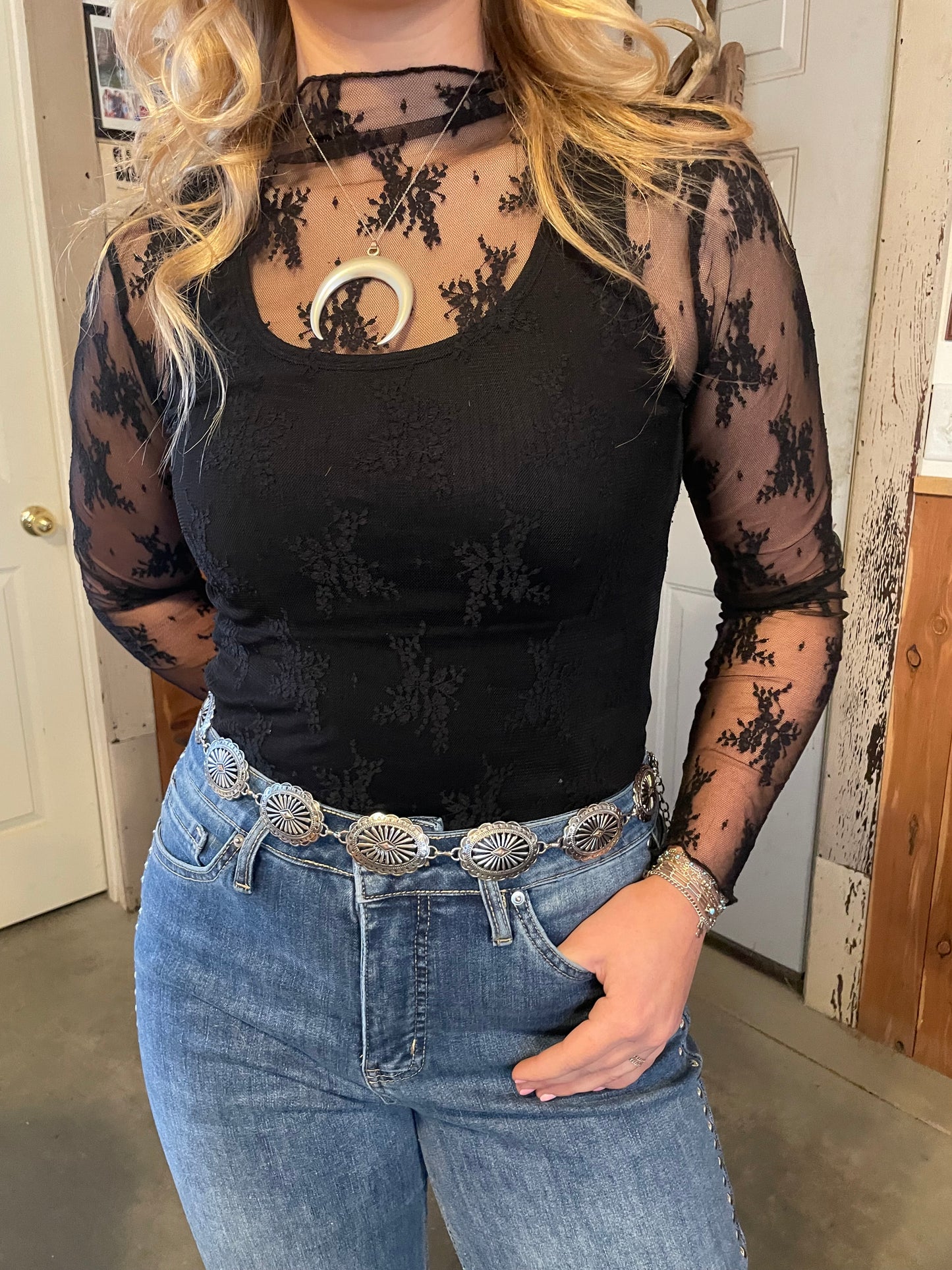 Cowgirl Core Lace Top in Black
