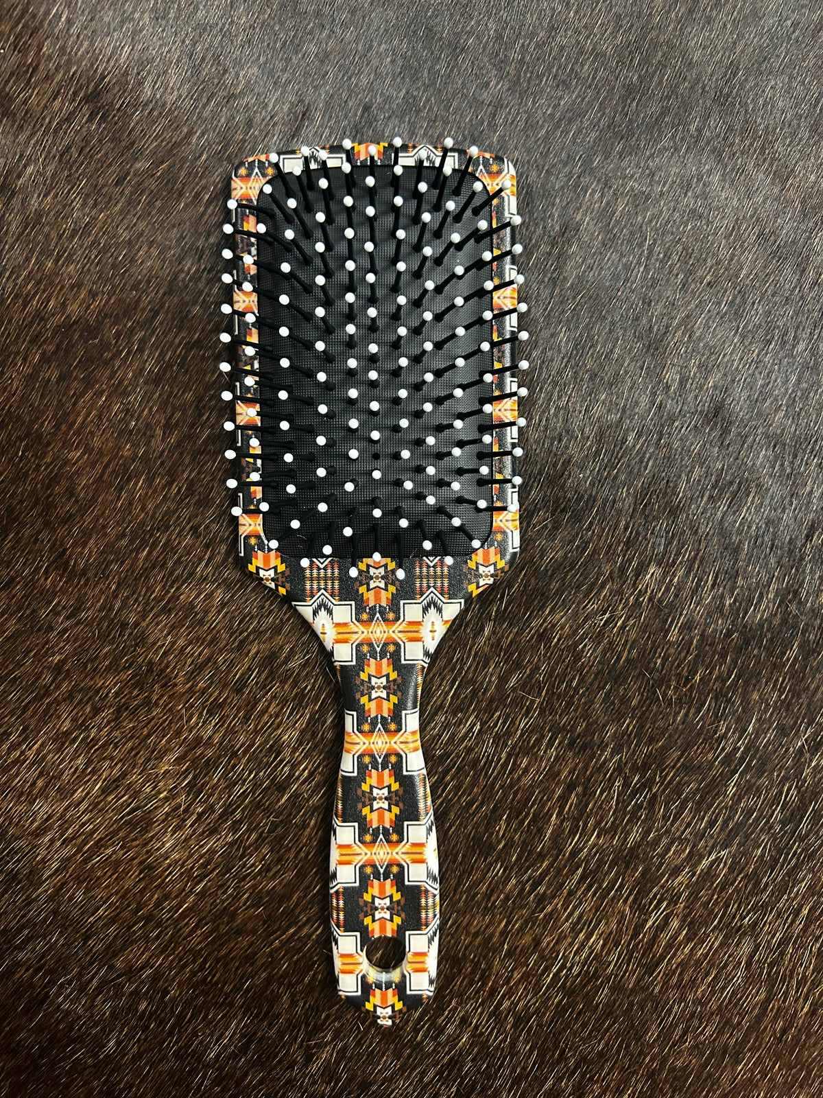 Western Aztec Paddle Brush // Black & Orange