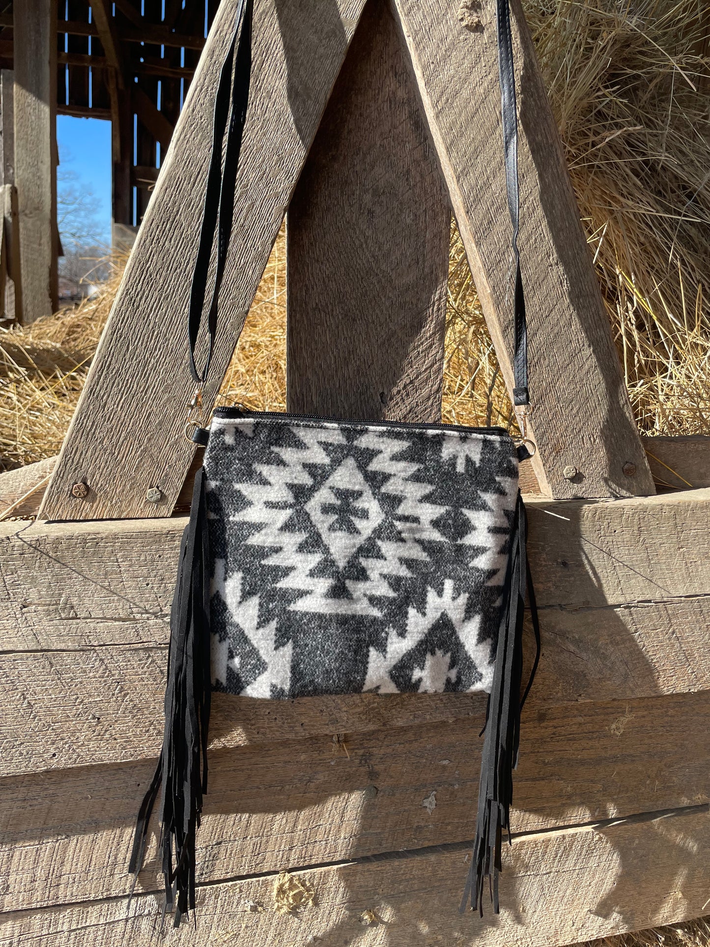 Faux Wool Convertible Crossbody/Wristlet