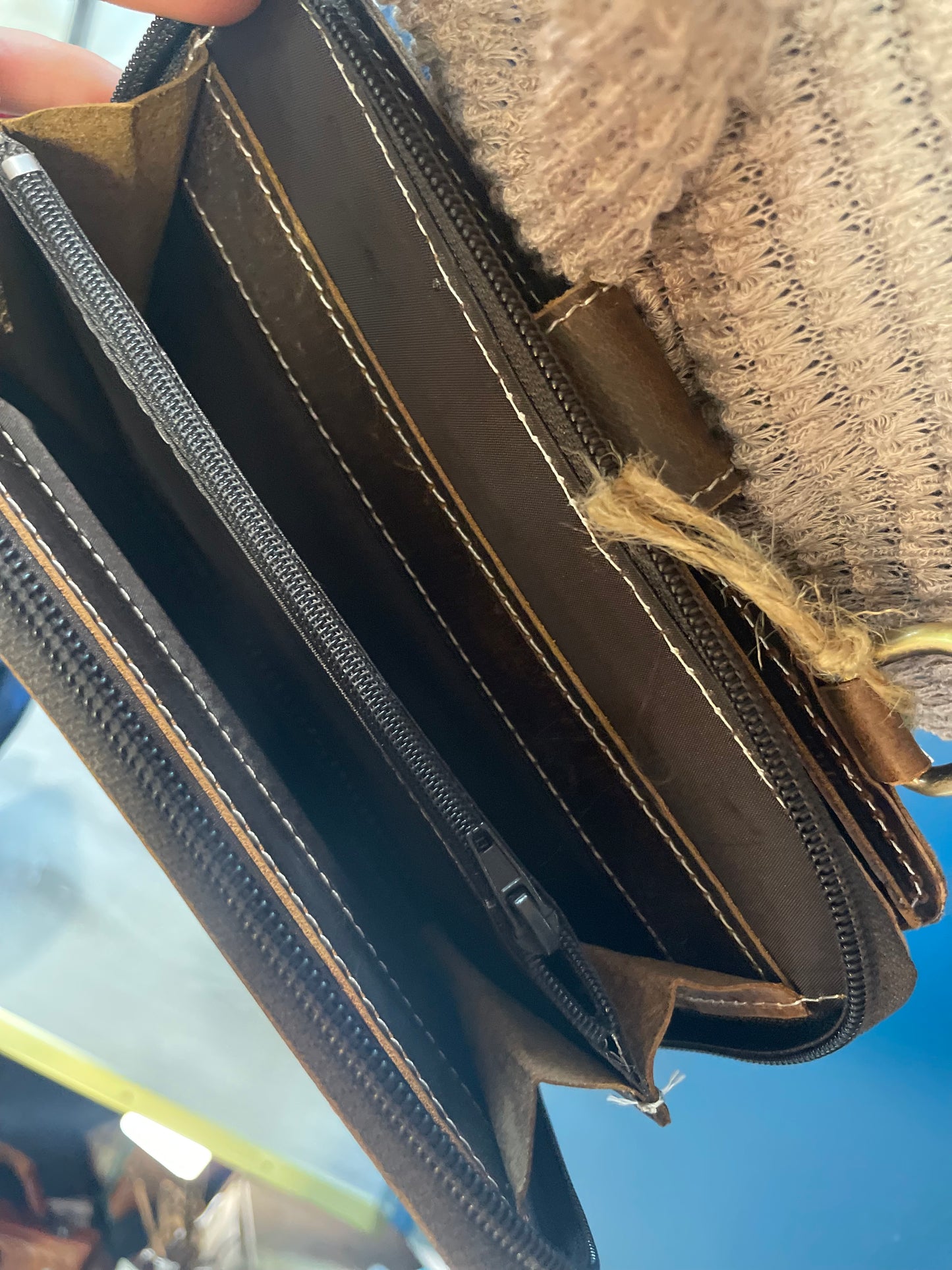 Genuine Leather Crossbody Bag with Longhorn Embroidery
