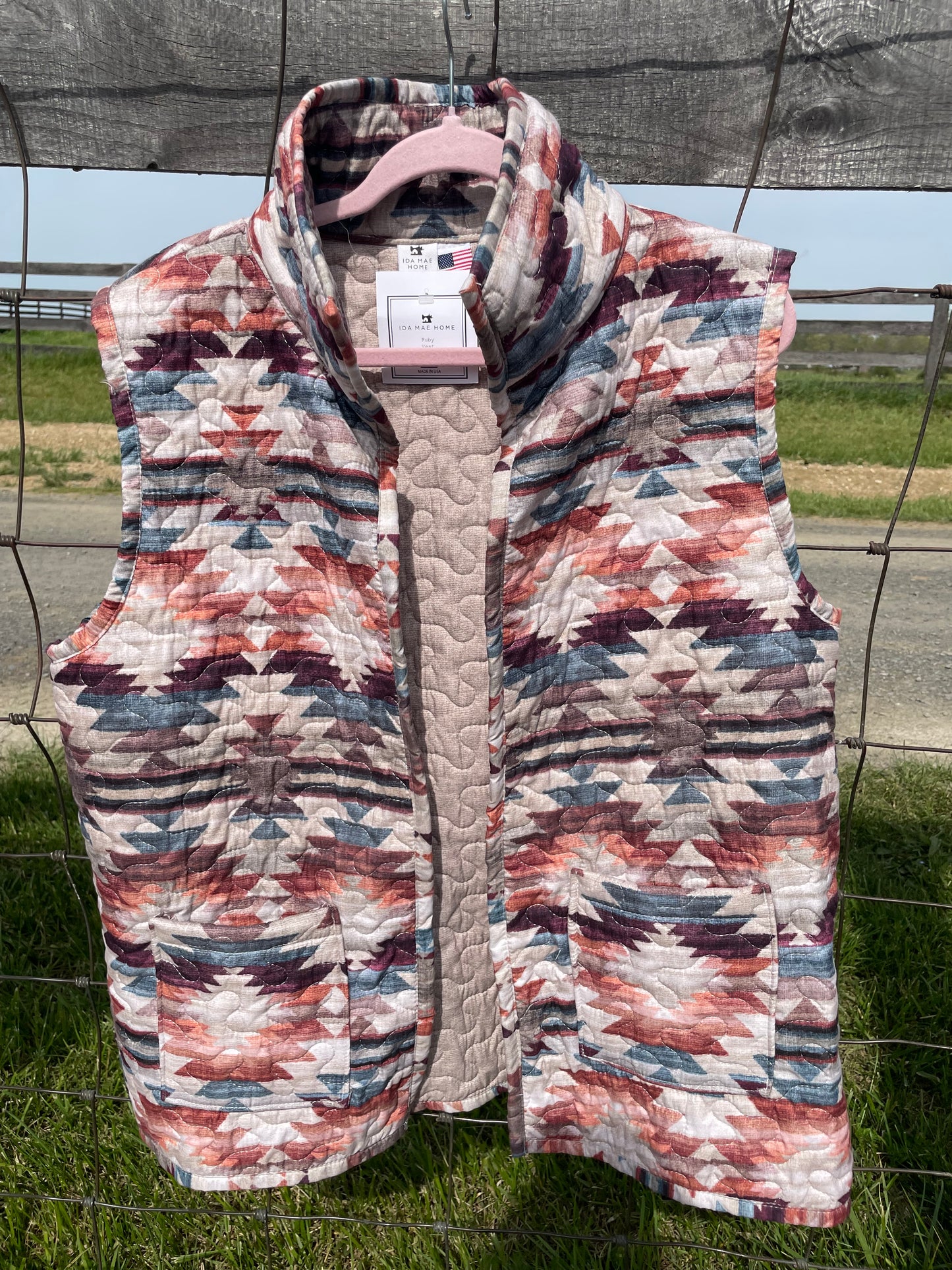 Aztec Quilted Ruby Vest by Ida Mae Home