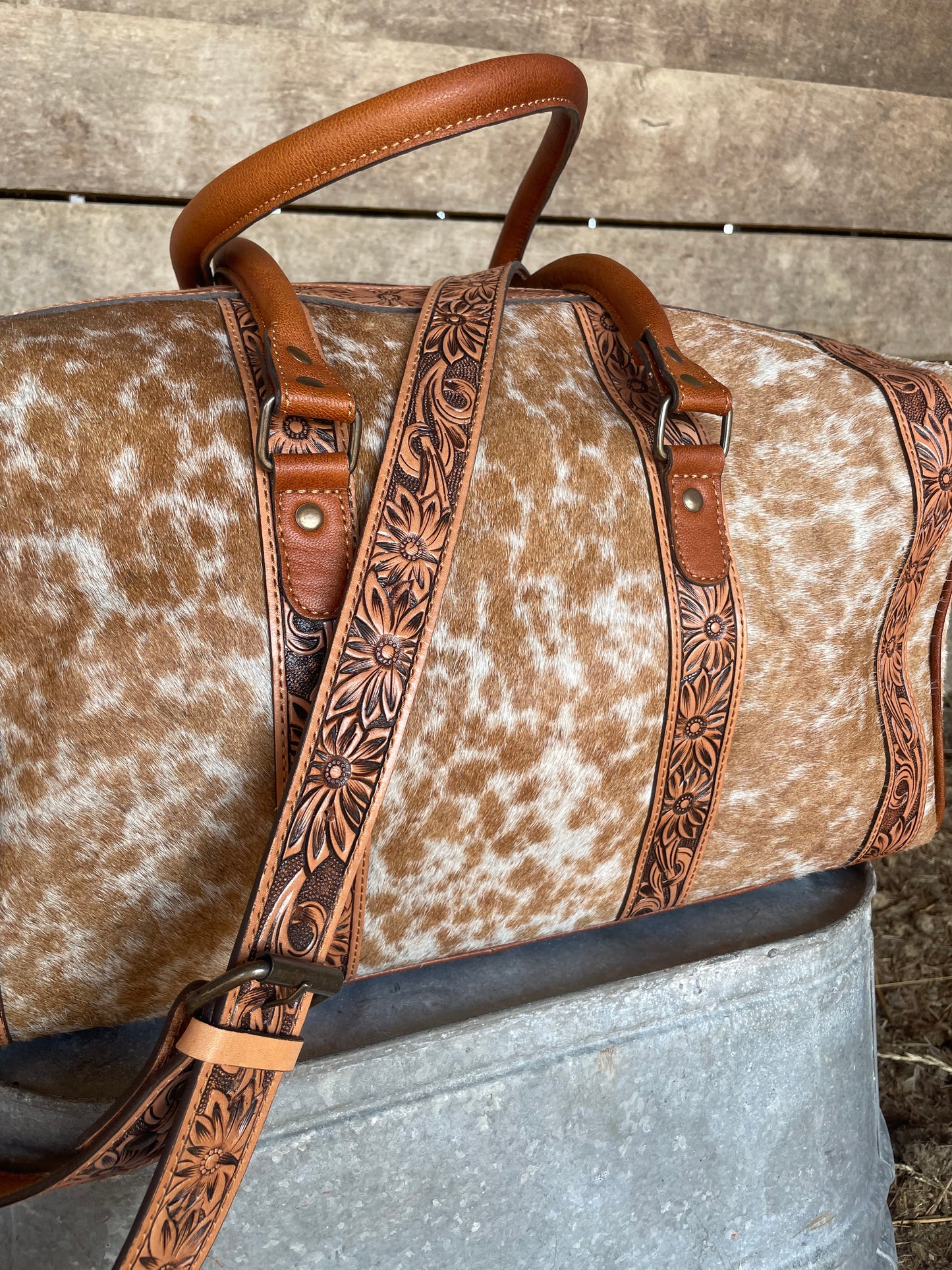 Wildflower Genuine Cowhide Mini Duffle
