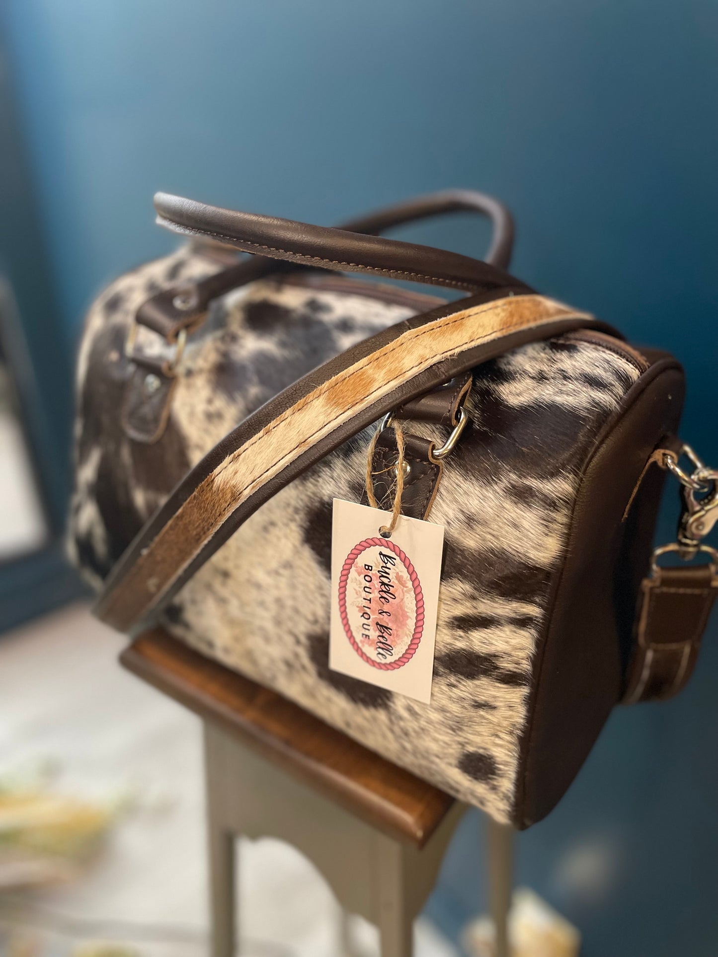 Genuine Cowhide Speedy Bag in Chocolate