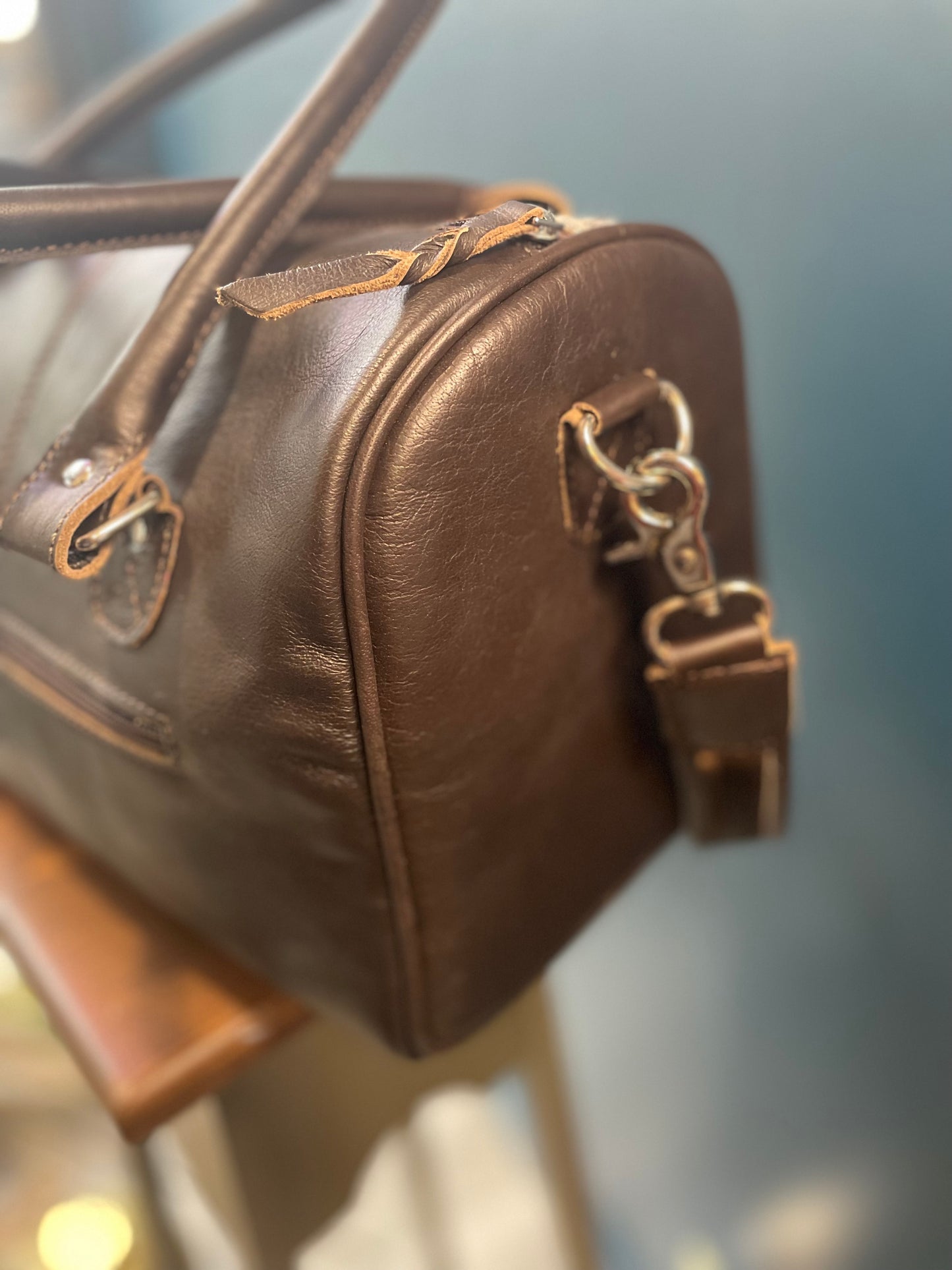 Genuine Cowhide Speedy Bag in Chocolate