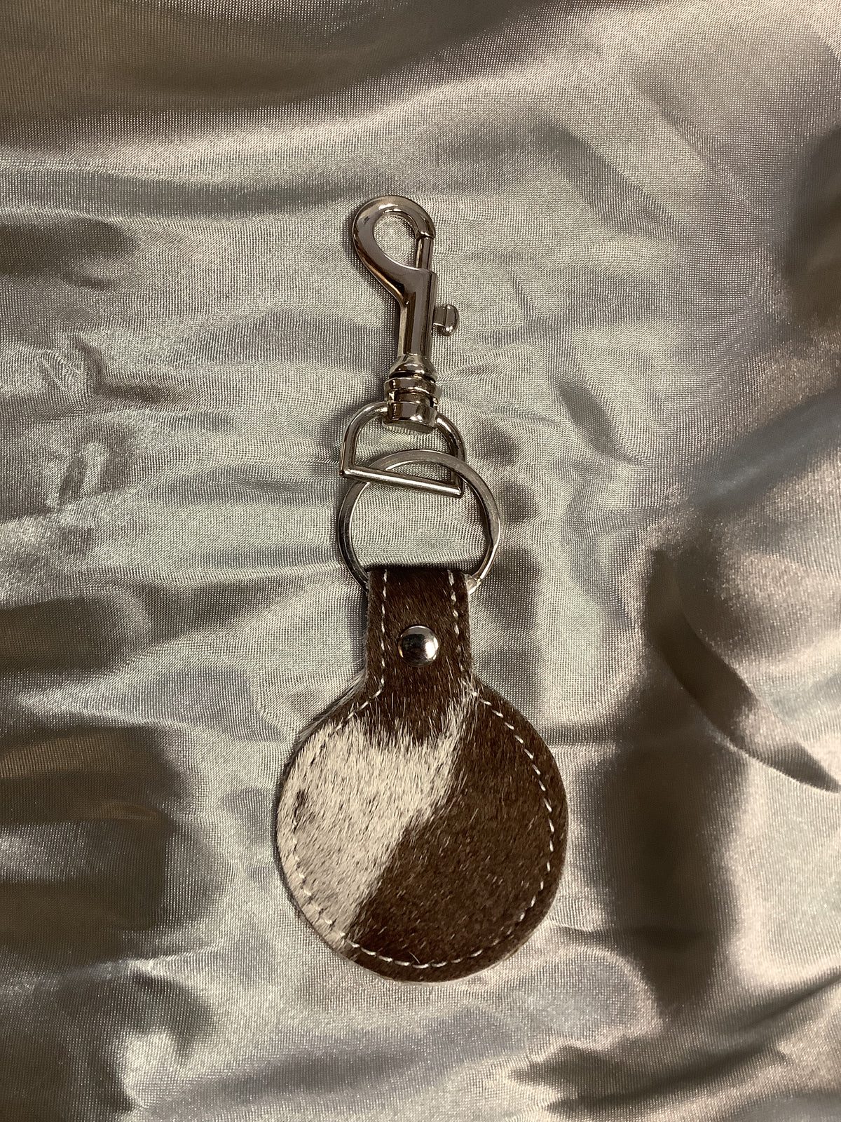 Double Sided Cowhide Circle Keychain