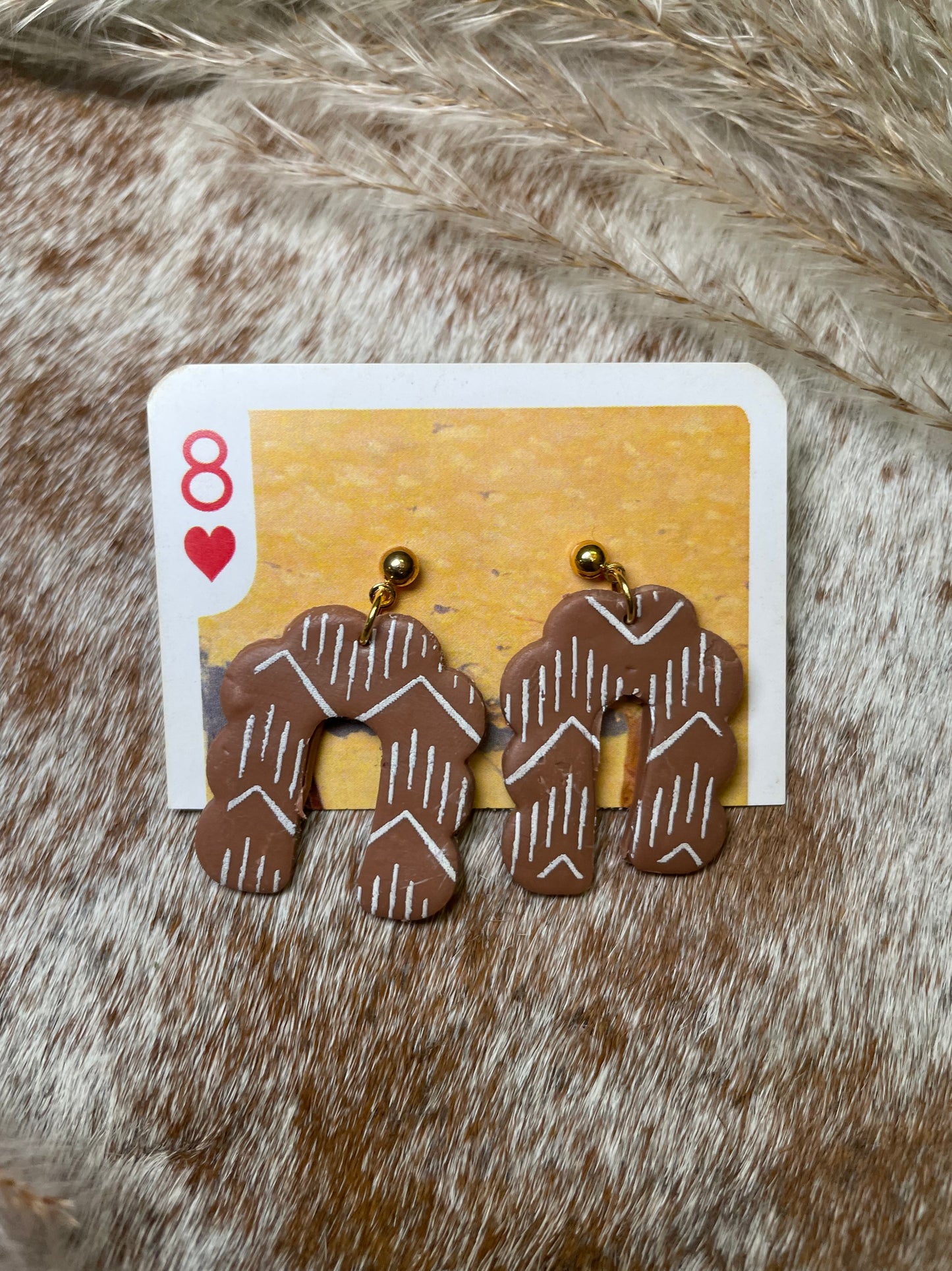 Handmade Clay Boho Aztec Post Earrings