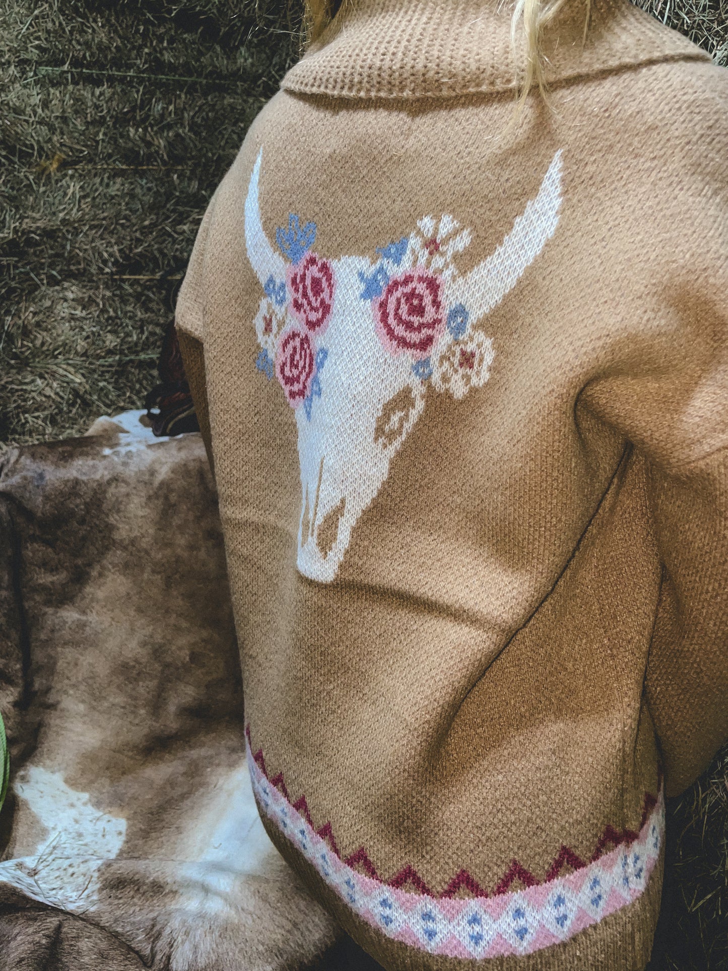 Floral Longhorn Cardigan Sweater
