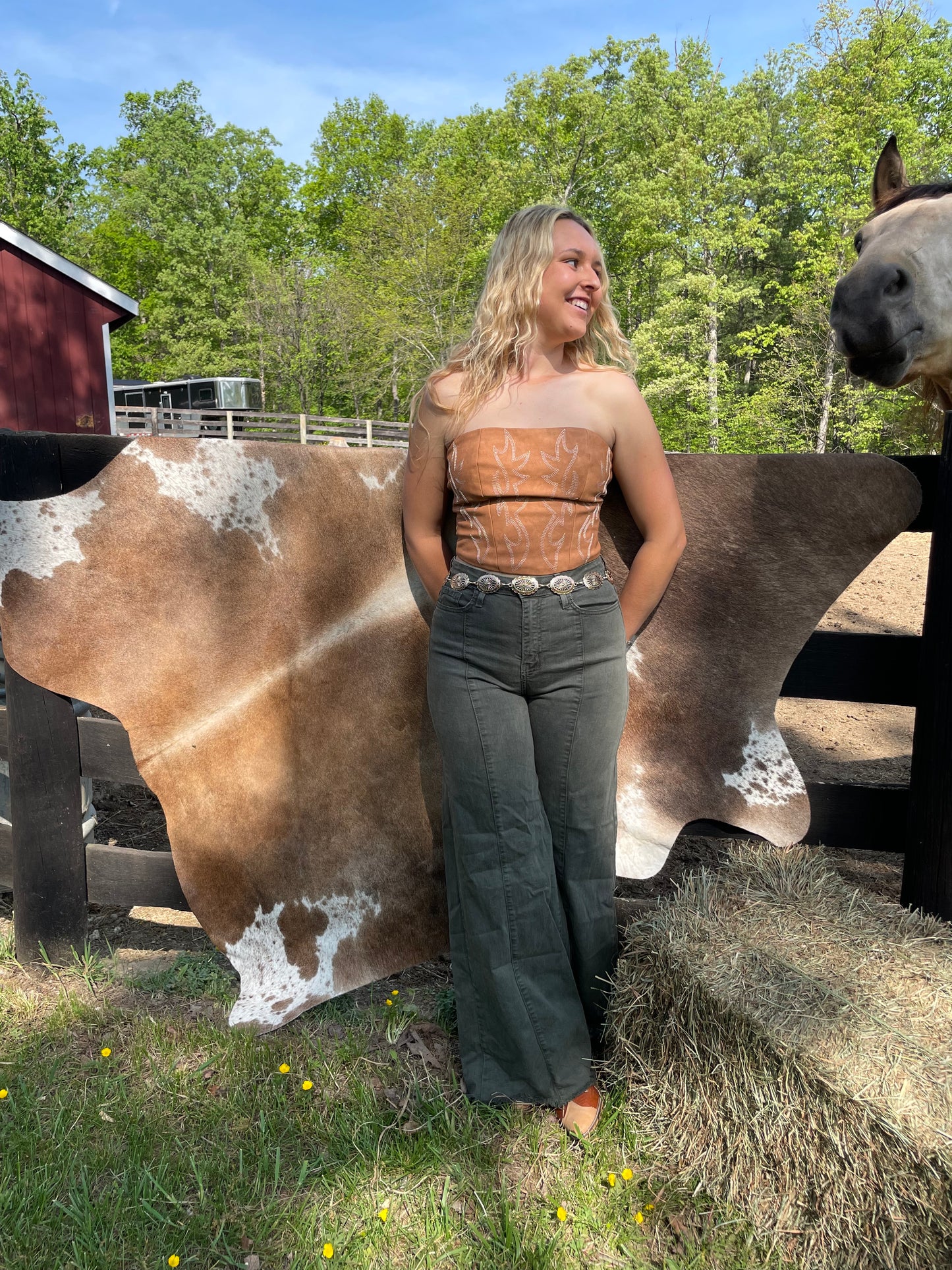Arizona Boot Stitch Corset Top in Tan