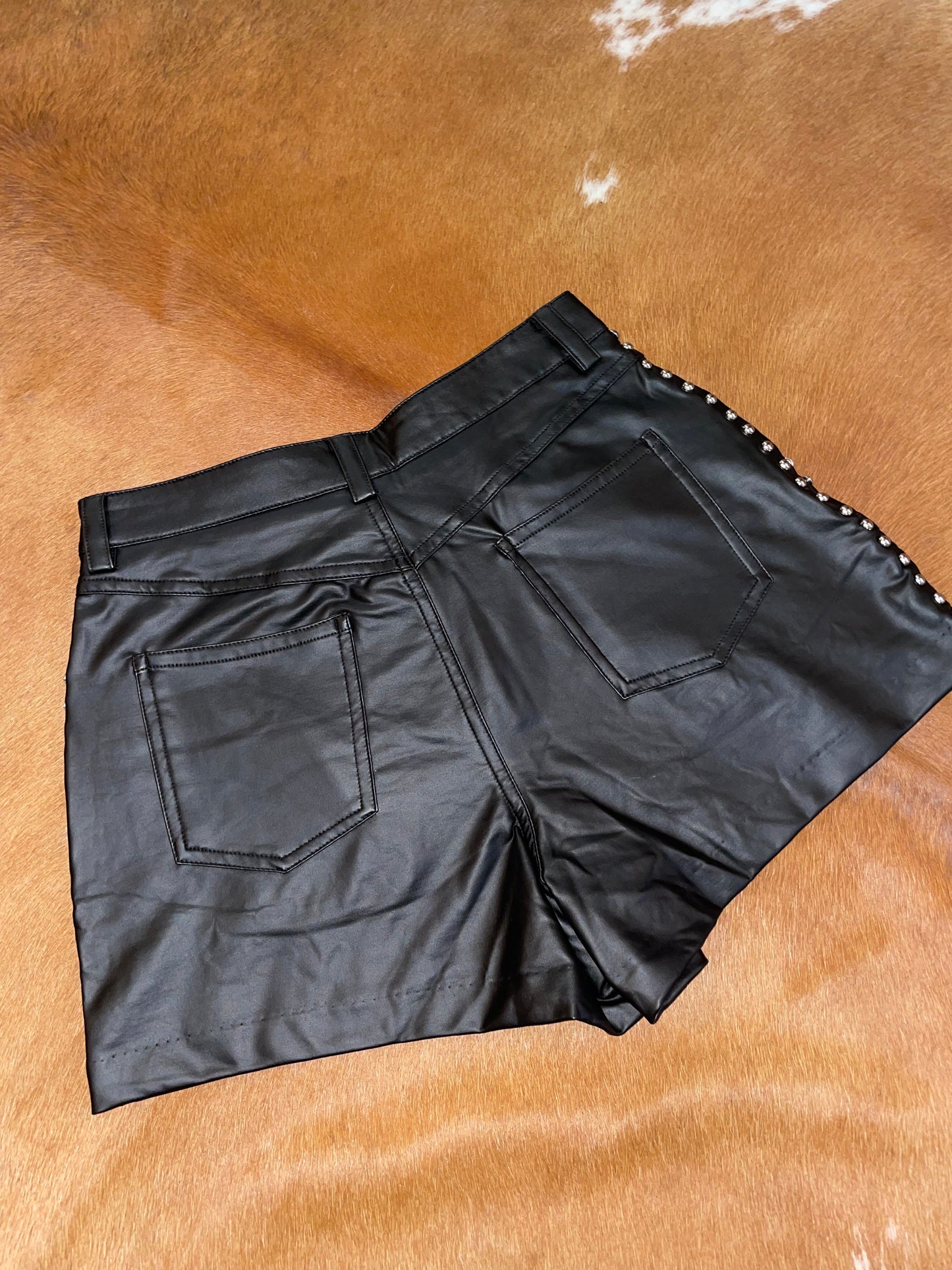 Studded Faux Leather Shorts