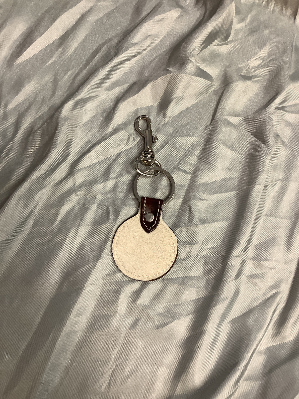Sunflower Cowhide Circle Keychain