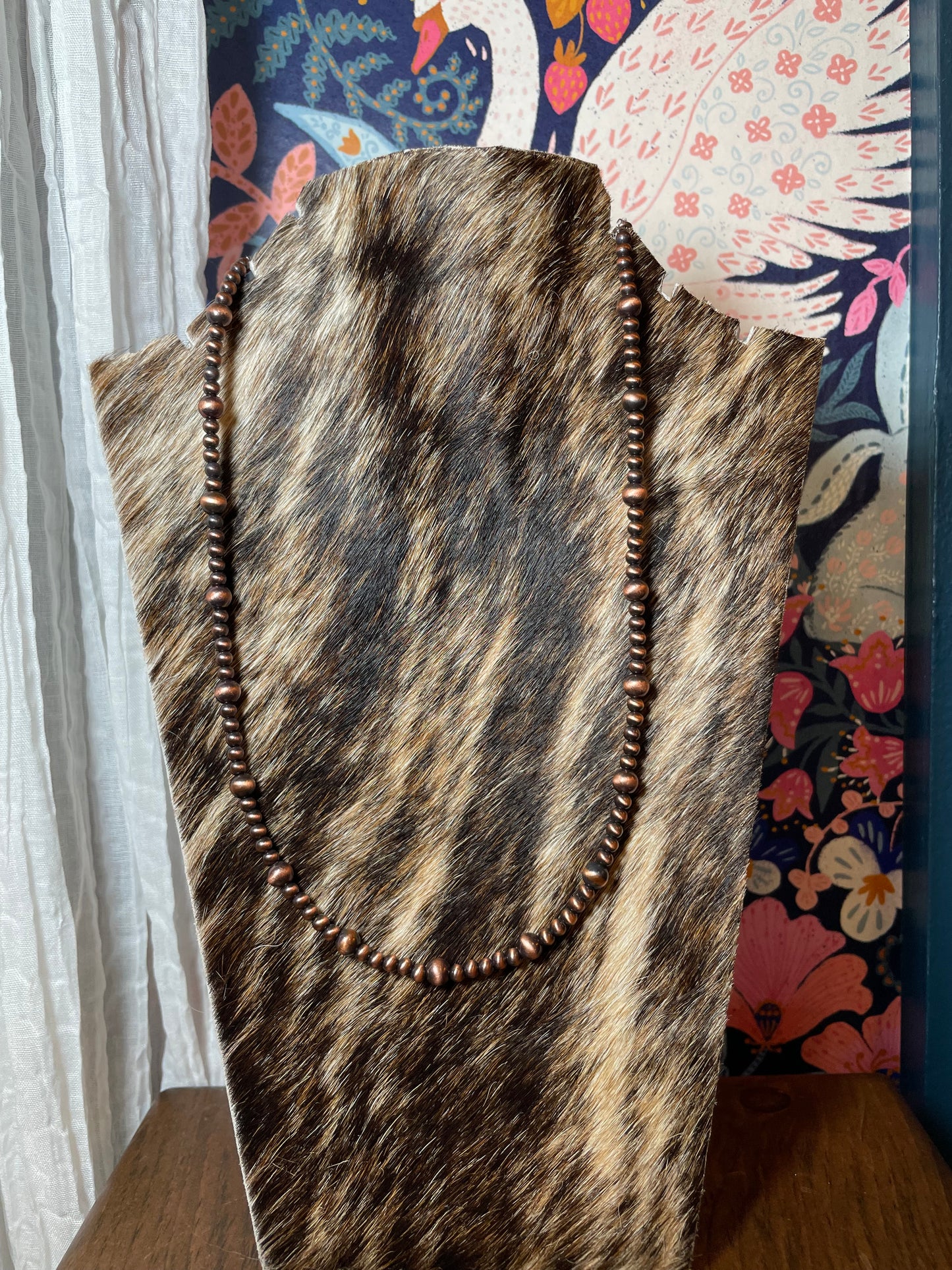 Single Strand Accent Copper Navajo Pearl Necklace